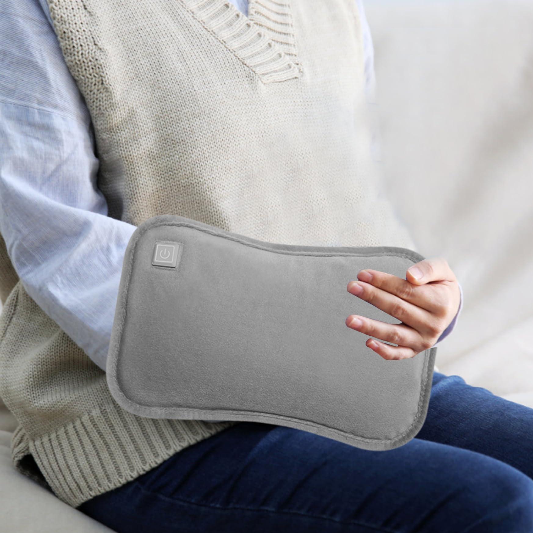 Generic Hot Water Bottles, Electric Hot Water Bottle with Flannel Cover 3 Heat Settings Foldable USB Rechargeable Hot Water Bag Washable Bed Warmer Automatic Power-Off