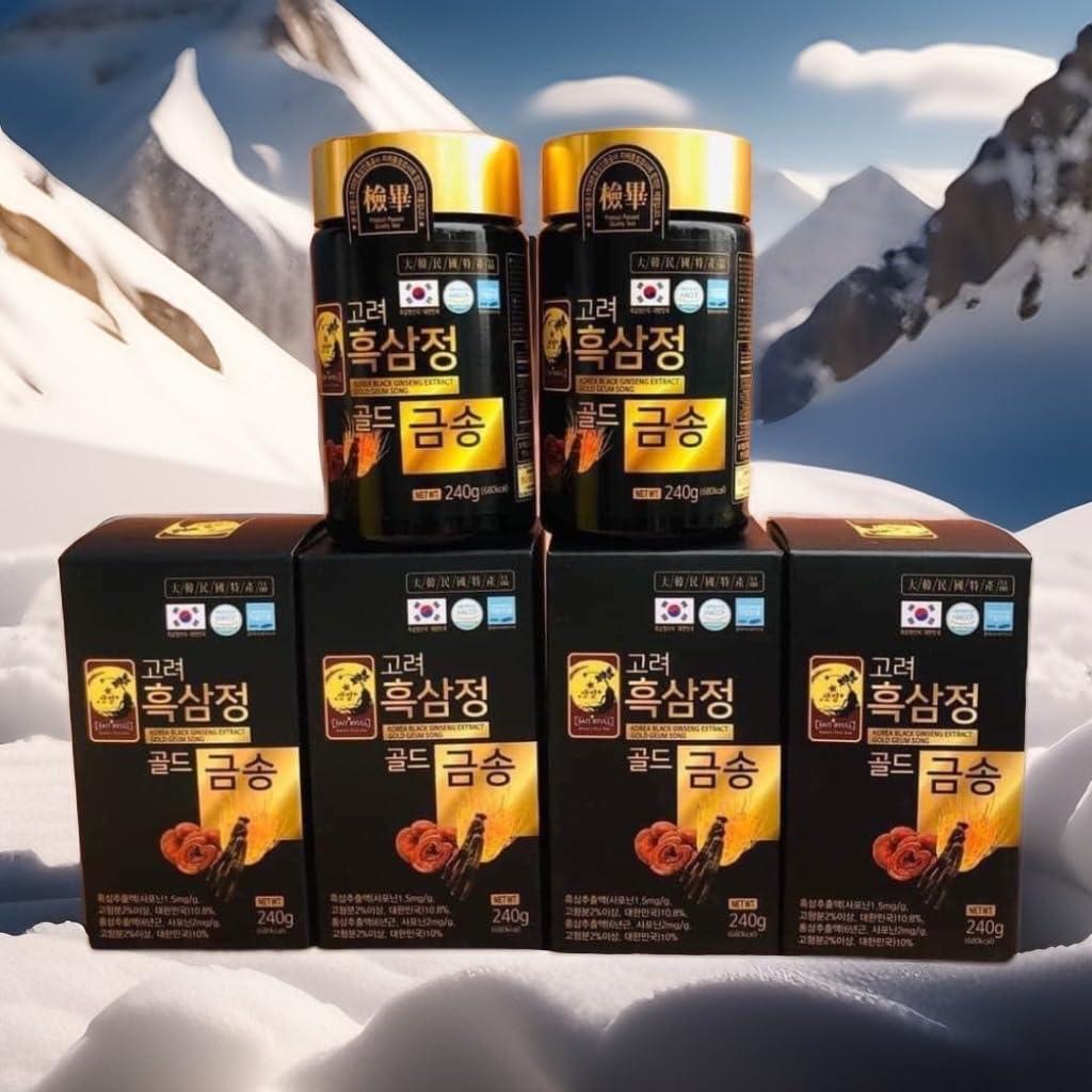 123 UBuy Shop 123 UBuy Shop_Korea Black Ginseng Extract Cordyceps Reishi Mushroom 960g (240g 4ea) Immune Support, Energy Booster, Fatigue Recovery, Mental Performance.