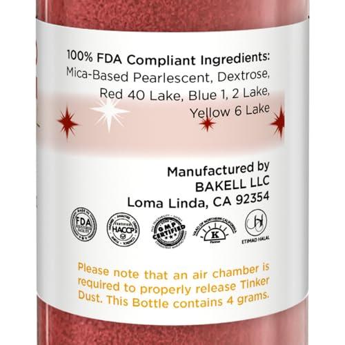 Bakell Bakell - Burgundy Red Tinker Dust (4g, 1x Mini Spray Pump) Edible Glitter for Food, Desserts, and Beverages!