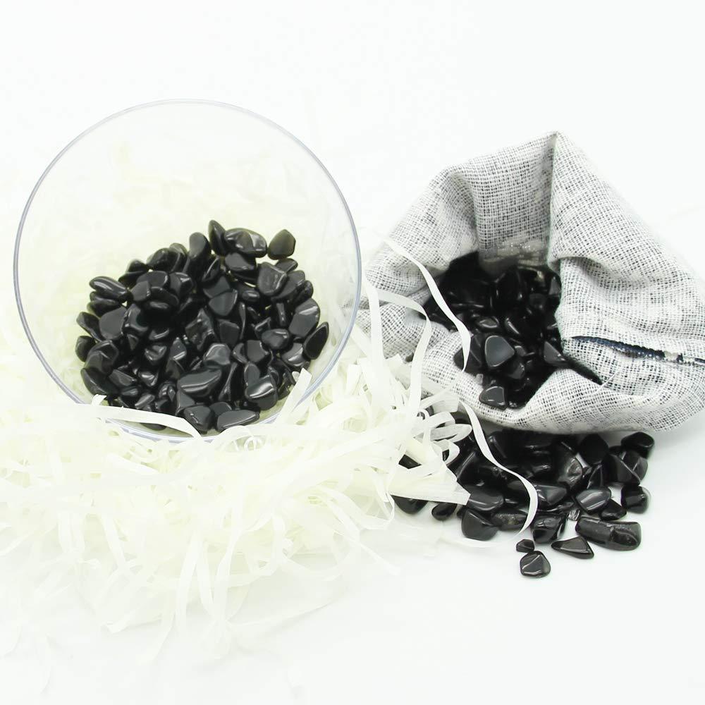 Orientrea Orientrea 1.1lb Natural Crushed Obsidian Crystal Tumbled Chips-Healing Crystals Chips Bulk, Crushed Crystal Gemstones for Crafts, Beautiful Package for Gift (Obsidian)