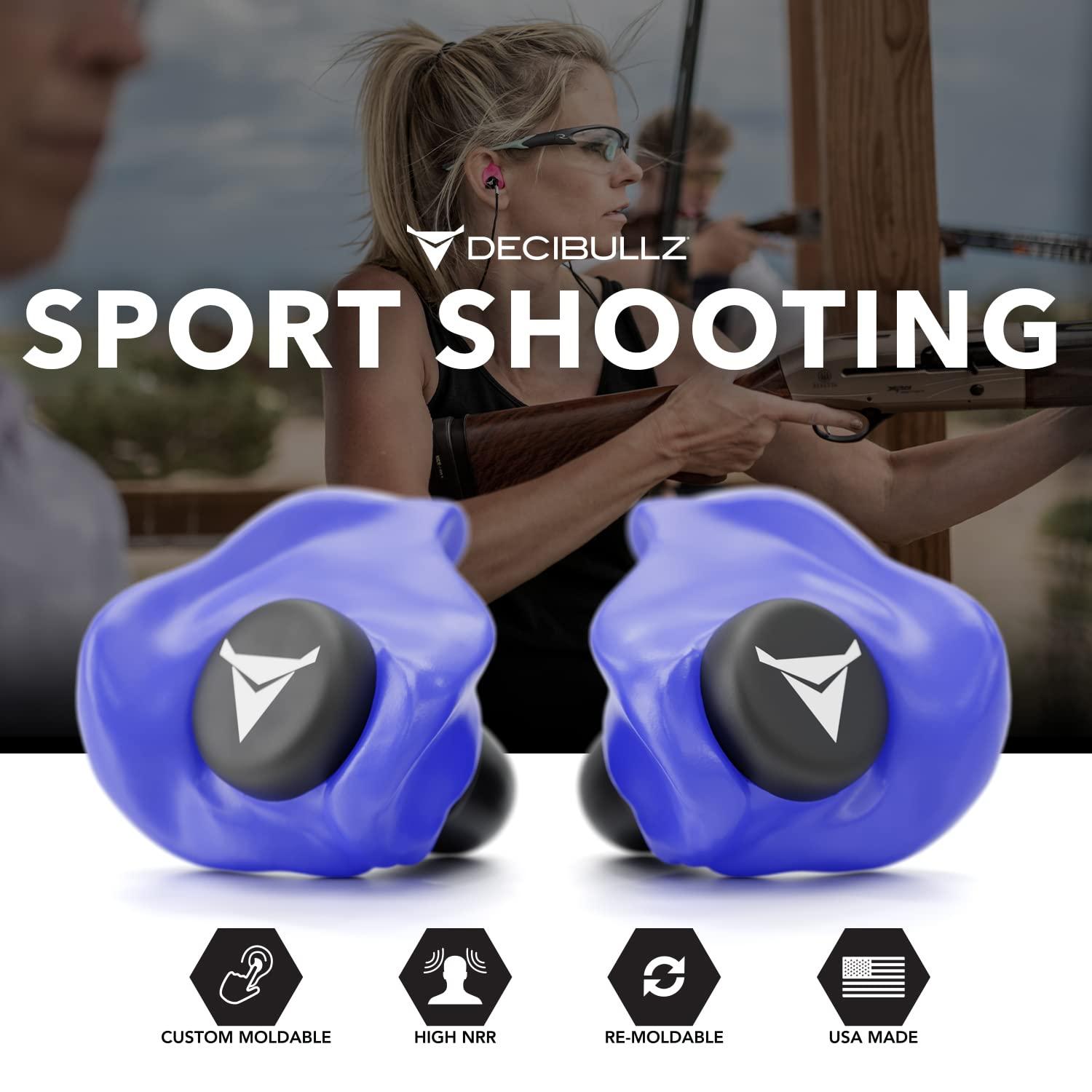 Decibullz Decibullz - Custom Molded Earplugs, 31dB Highest NRR, Comfortable Hearing Protection for Shooting, Travel, Swimming, Work and Concerts (Blue)