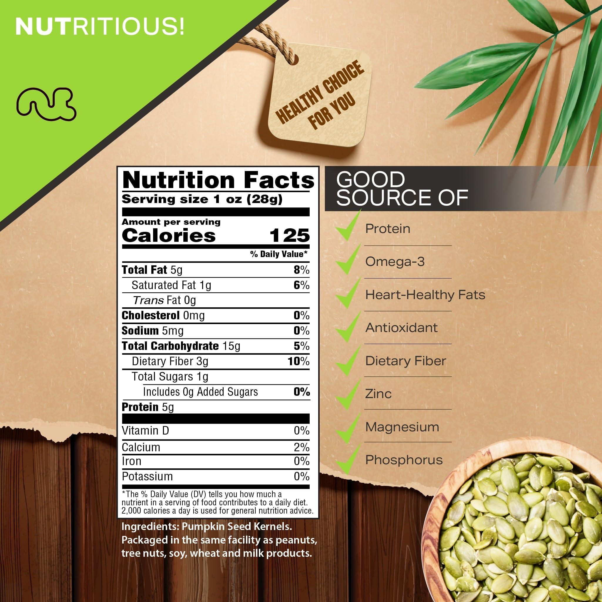 Nut Cravings NUT CRAVINGS - Raw Pumpkin Seeds Pepitas, Unsalted, Shelled, (16oz - 1 LB) Bulk Nuts Packed Fresh in Resealable Bag - Kosher Healthy Snack, Natural Keto Vegan - Ideal for Trail Mixed Nuts
