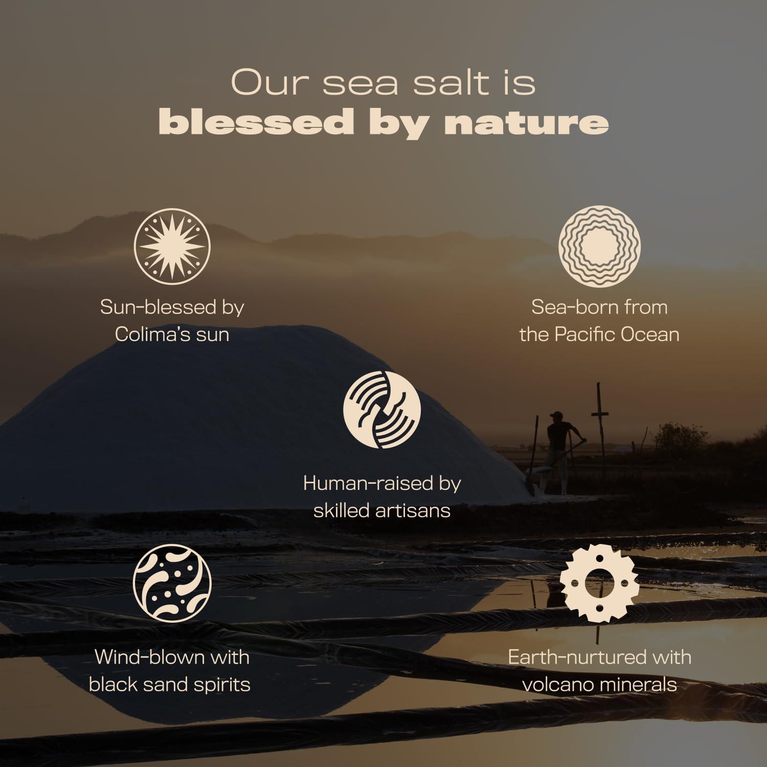 S MEXICAN S SALT S Mexican S Salt, 18 oz Colima Fleur de Sel, Kosher, Natural, Sun Blessed, Organic, Gluten Free, Obtained by Ancient Process, Hand Harvested