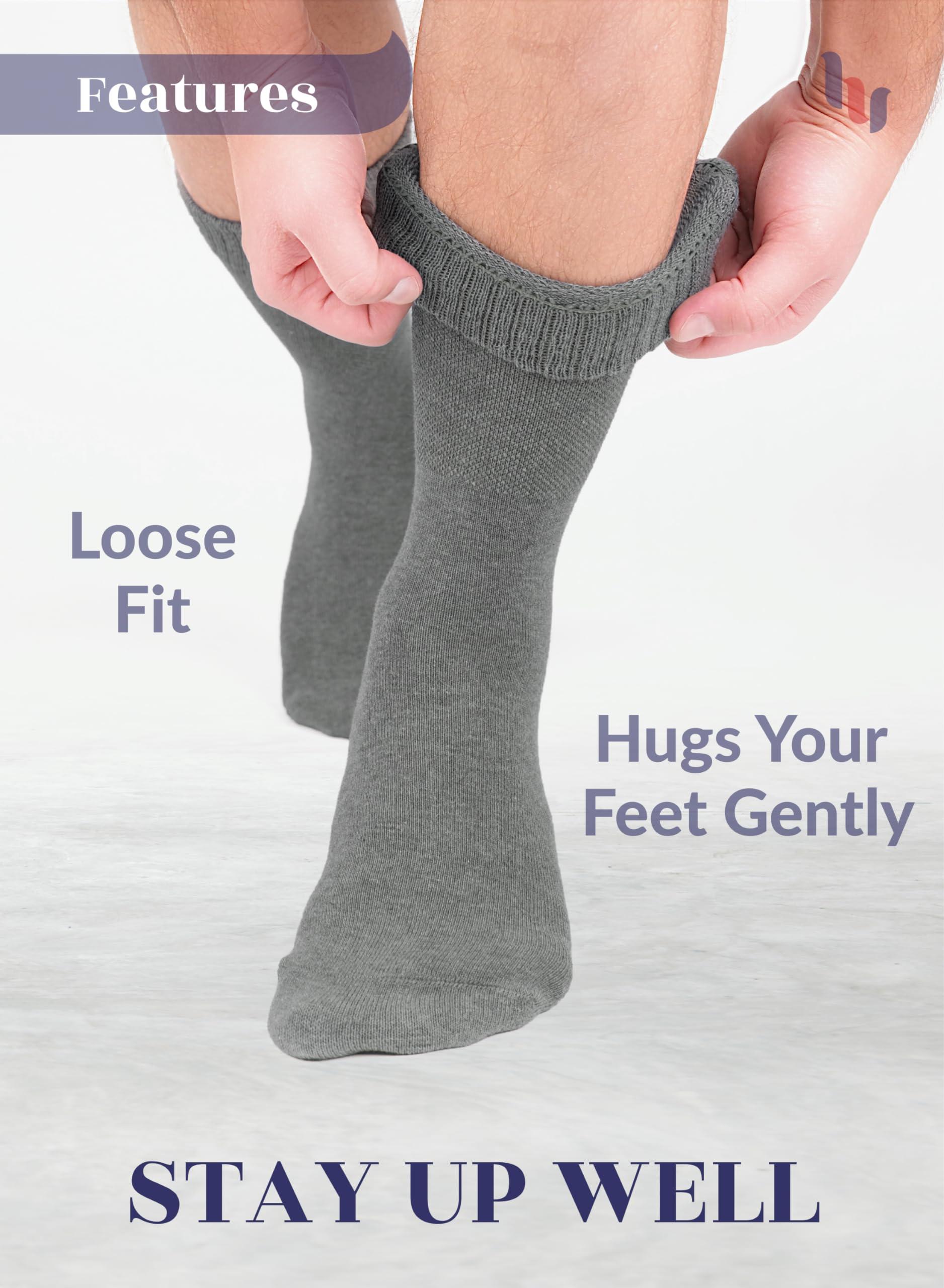 Hugh Ugoli Hugh Ugoli Men\'s & Women\'s Cotton Diabetic Crew Socks, Melange Gray, X-Large, Shoe Size: US 12-14 for Women & US 11-13 for Men, 8 Pairs