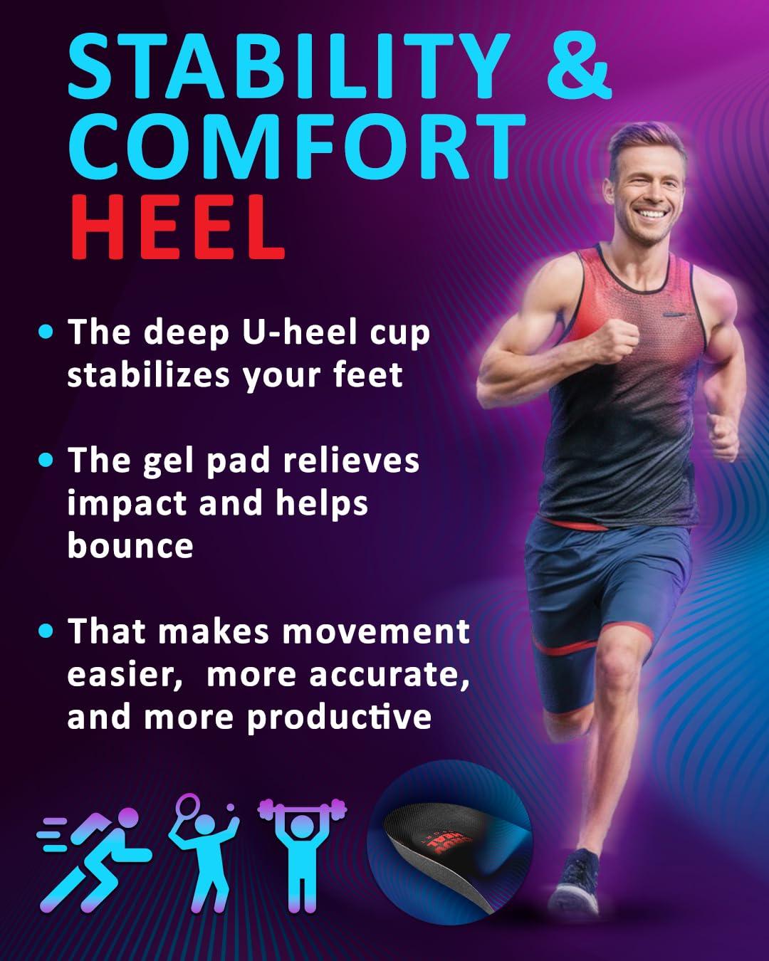 CRUVHEAL Sport Shock Absorbing Insoles - Athletic Shoe Cushioning Inserts for Men and Women - Ideal for Active Sports Running Training Hiking - Neutral Arch Good for Sneakers Shoes (S, Indigo)