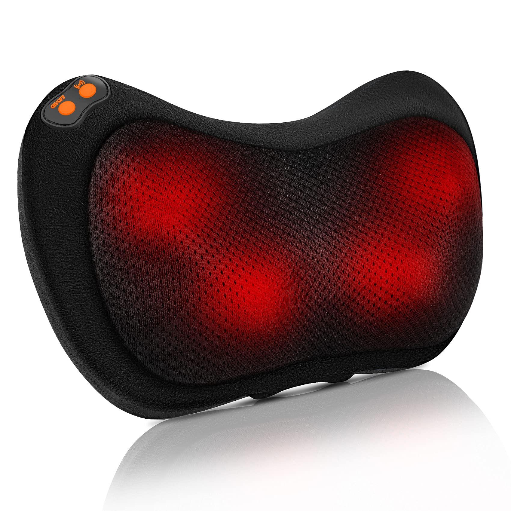 AKMONA Shiatsu Massage Pillow Back and Neck Massager with Heat Deep Tissue Massager for Pain Relief Gift for Women Men Mom Dad Kneading Massager for Neck Back Shoulder Foot Calf Leg Hand at Home Office Car