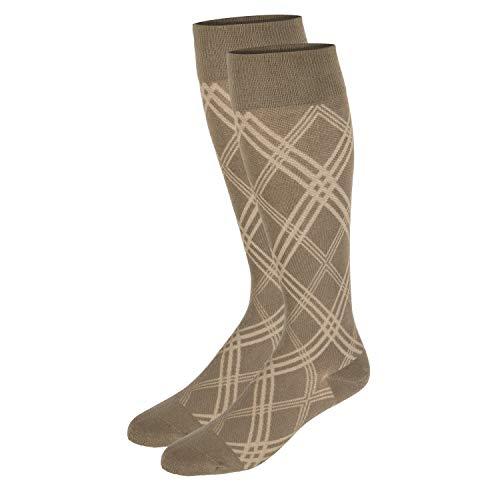 TOUCH Compression TOUCH Compression Socks for Women, 15-20 mmHg, Argyle, Cotton, 1 Pair, Tan, Large