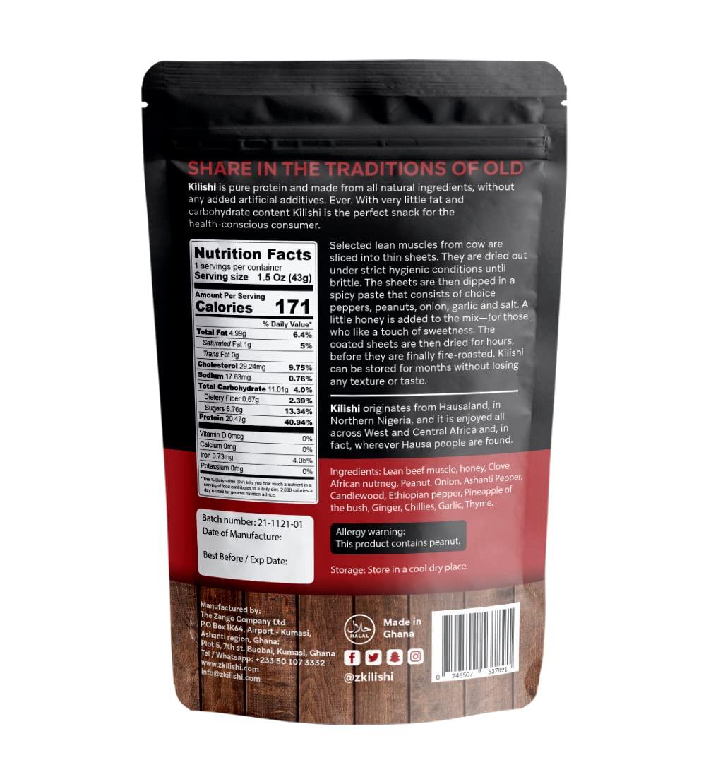 The Zango Company Ltd Kilishi. Spicy - Hot - Original Premium Gourmet Beef Jerky. High Protein. Less fats & Carbs. Paleo and Keto Friendly 1.5Oz
