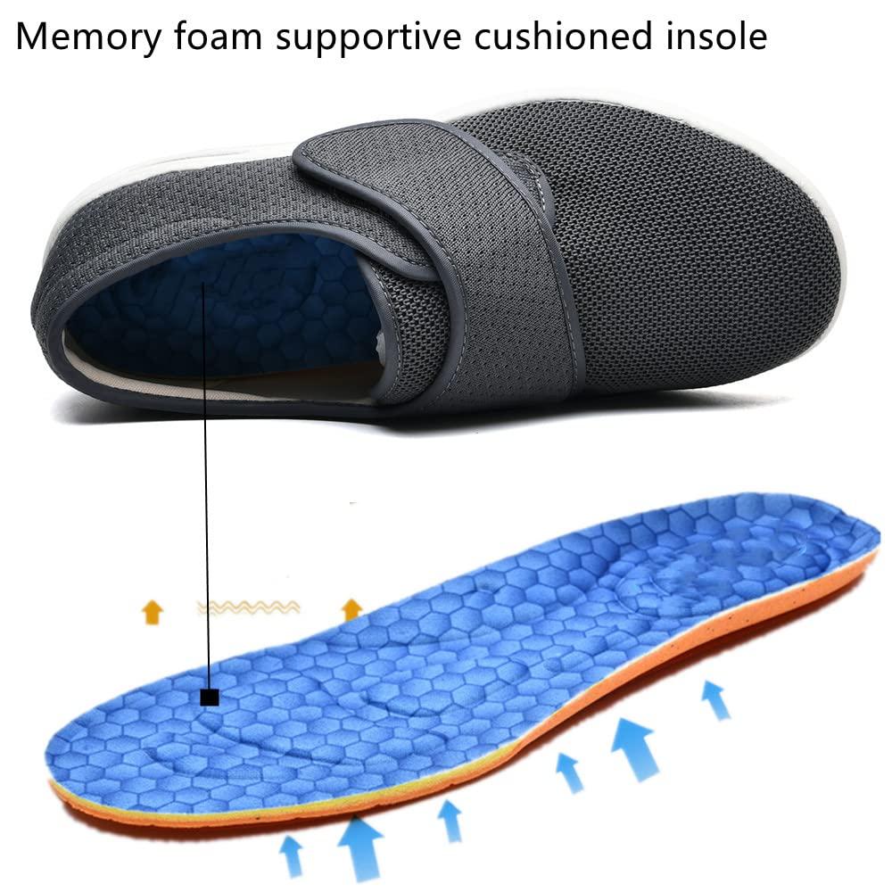 GSFY GSFY Women\'s Diabetic Shoes Wide Width Edema Shoes Breathable Memory Foam Lightweight Walking Sneakers for Elderly Swollen Feet Grey
