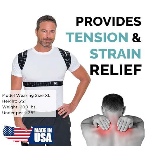 BackEmbrace BackEmbrace Posture Corrector for Women and Men - Made in USA - Slim and Adjustable Shoulder Brace - Back Brace for Back Pain Relief - Black Drizzle Large