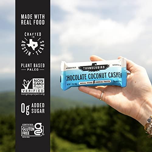 Thunderbird Energetica Thunderbird Bars Energy Snack, Gluten-Free with Protein, Healthy Real Food, Vegan Paleo Non-GMO, No Added Sugar, Chocolate Coconut Cashew Flavor (12 Count, 1.7 oz. Bars)