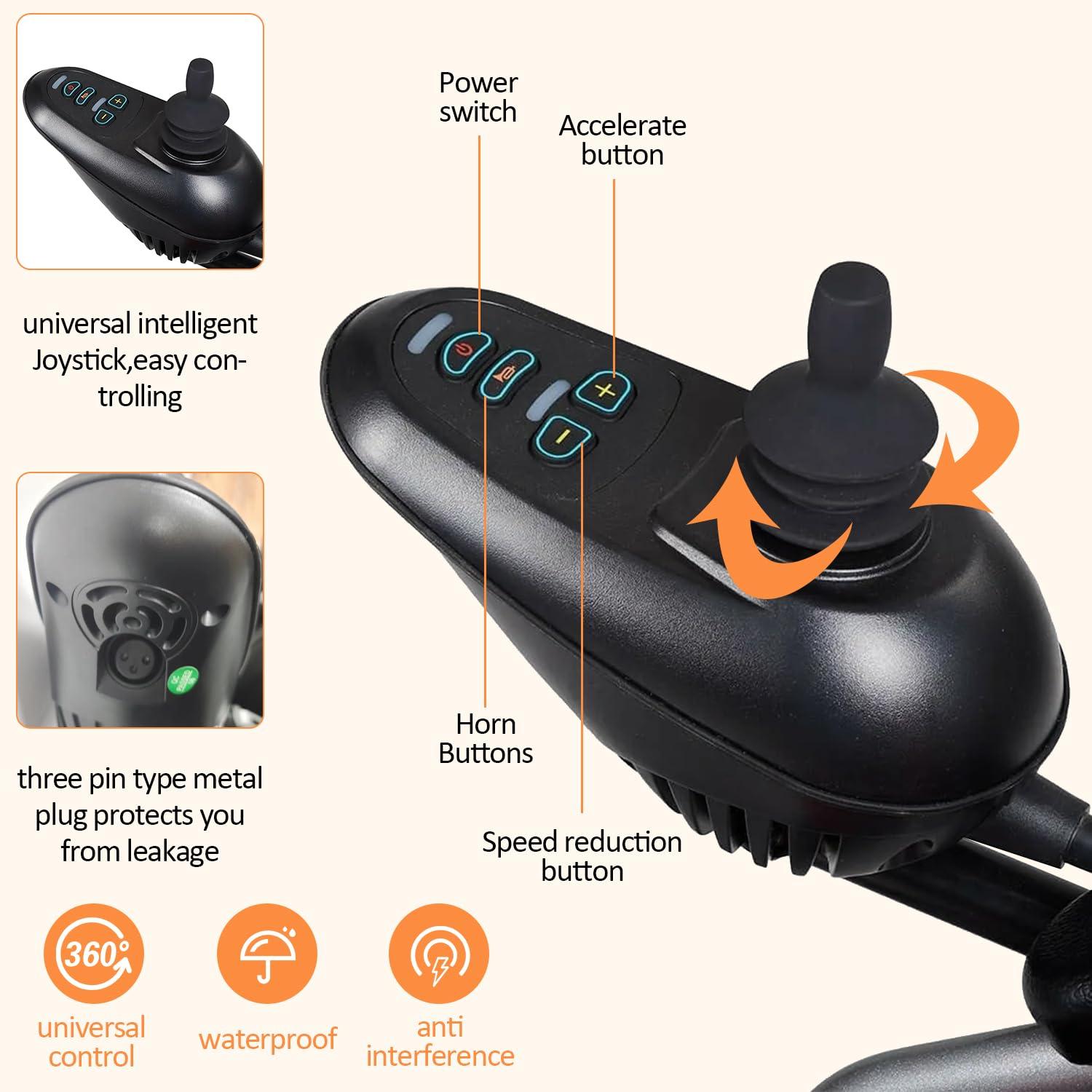 MSFDC Lightweight Electric Wheelchair,Foldable Electric Wheelchairs for Adults,20 Mile Long Travel Range Power Wheelchairs Intelligent Motorized Wheelchair for Seniors,Portable Airline Approved (20in Seat)
