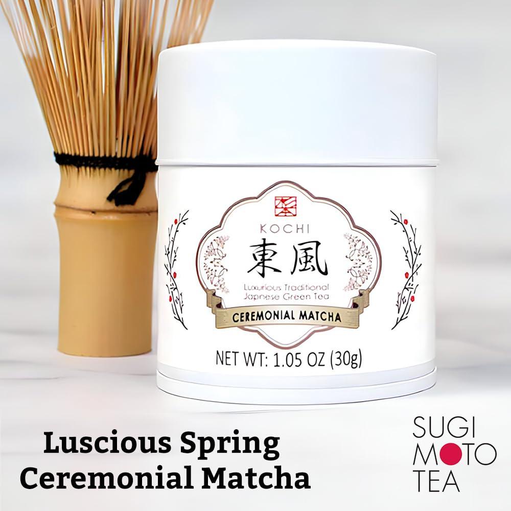 SUGIMOTO TEA SUGIMOTO TEA Japanese Matcha Powder Ceremonial Grade KOCHI 1.0 oz (30 g), Limited Edition of First Flush Spring Leaves Made in Fukuoka, Japan