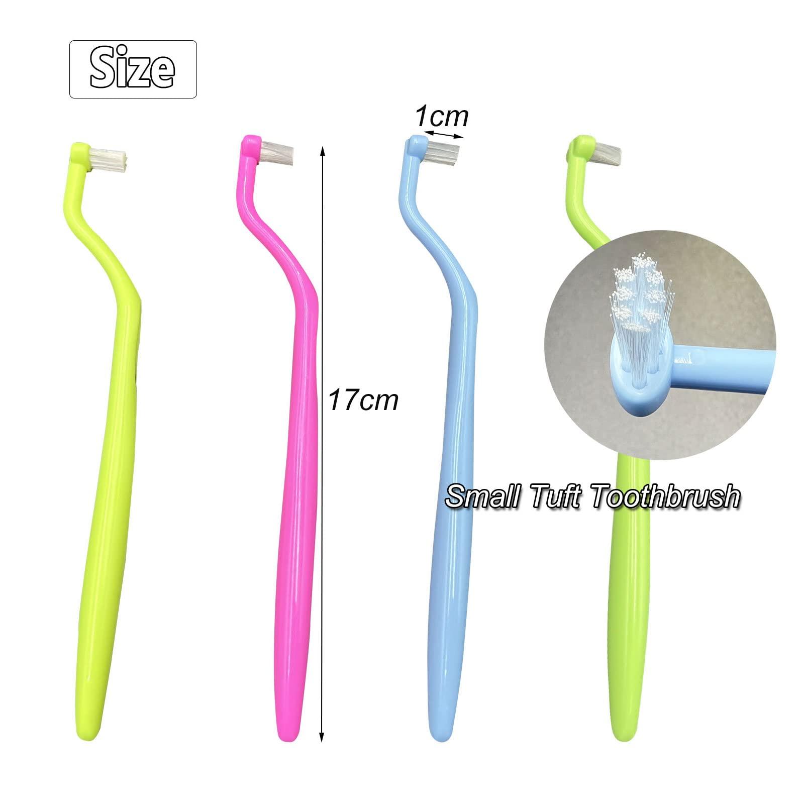 HRASY HRASY Orthodontic Toothbrush Small Tuft Toothbrush Tiny Compact Interspace Brush for Dental Implants, Braces and Teeth Detail Cleaning, 4 Pieces (4 Colors D)