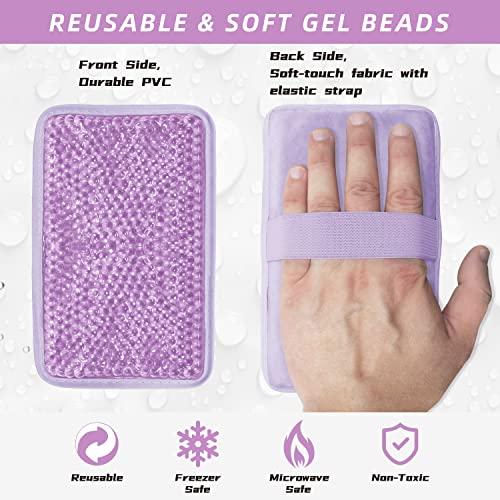 ZNÖCUETÖD Gel Beads Ice Pack Ice Bag with Strap-Reusable Hot & Cold Pack Compress Therapy for Pain, Swelling,Injuries of Knee, Shoulder, Foot, Back, Ankle, Neck, Hip, Elbow, Wisdom Tooth(2Pack,Purple)
