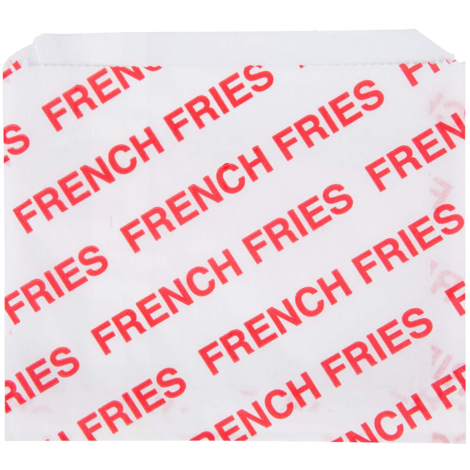 A1 Bakery Supplies Large Printed French Fry Bags 100 Pack 5 1/2\" x 4 1/2\" Size Bags by A1 Bakery Supplies