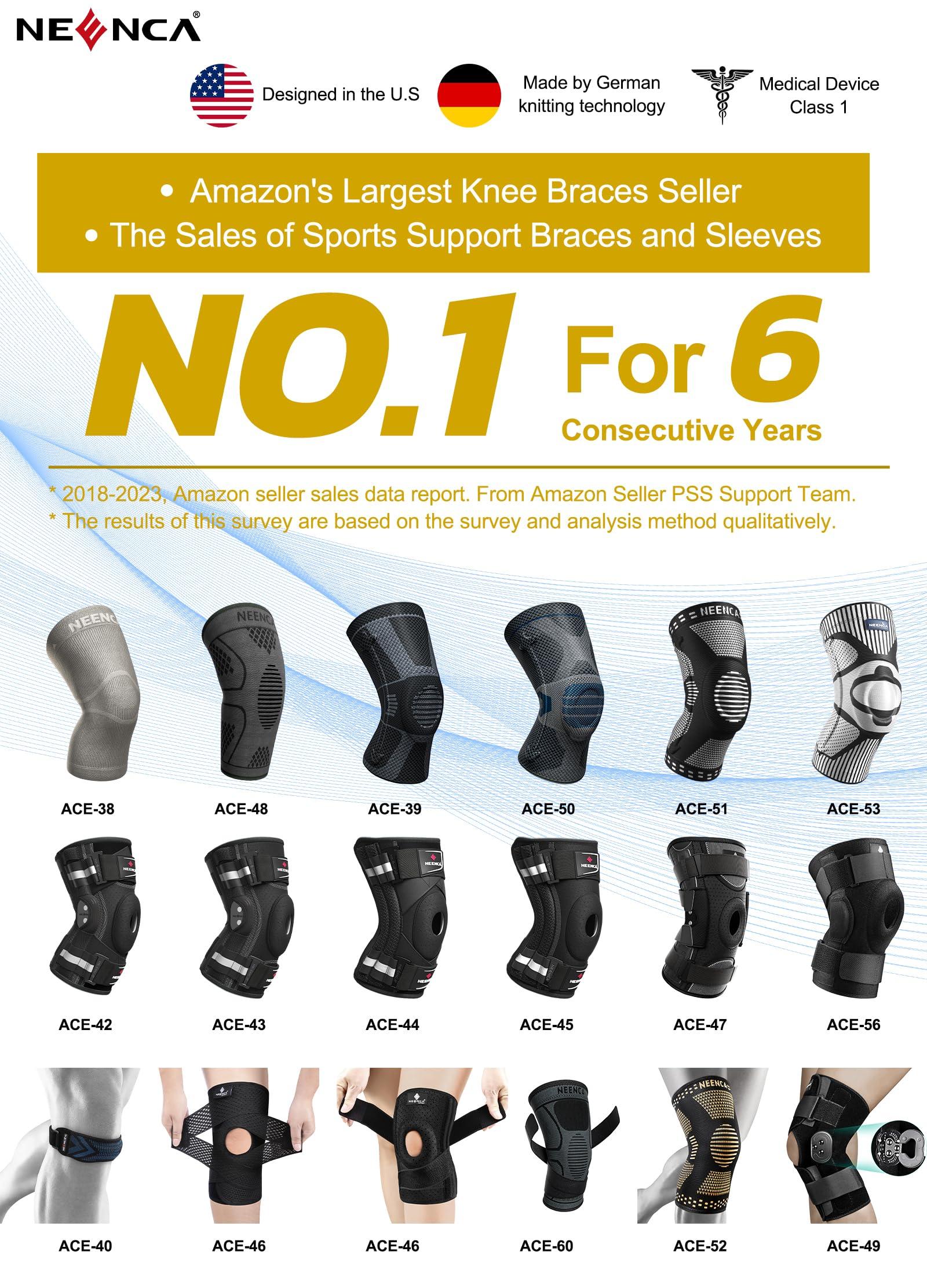NEENCA NEENCA Knee Brace for Knee Pain Relief, Medical Knee Support with Patella Pad & Side Stabilizers, Compression Knee Sleeve for Meniscus Tear, ACL, Arthritis, Joint Pain, Runner, Sport- FSA/HSA APPROVED