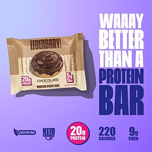 Legendary Foods Legendary Foods High Protein Snack - Chocolate Sweet Roll, 20 Gr Protein Bar Alternative, Low Carb Food, Low Sugar - Gluten Free Keto Breakfast Snacks, Healthy Chocolate Flavored Rolls (10-pack)