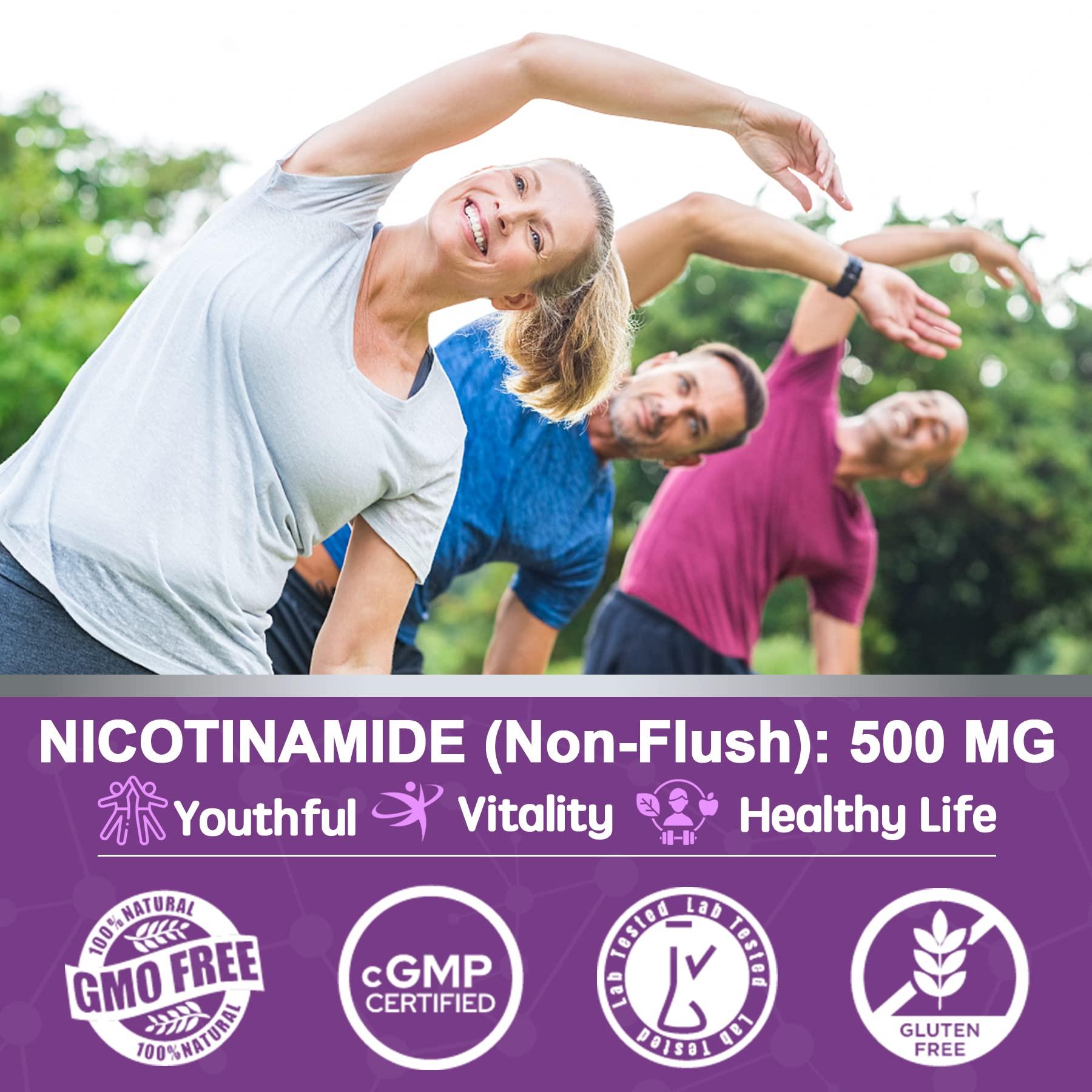NEVISS Sugar Free Nicotinamide 500mg Gummies, (Flush Free Niacin) Vitamin B3 Niacinamide Supplement for Cellular Energy Metabolism & Repair, Vitality, Healthy Aging, Cranberry Flavor, Easy to Chew, 120 Cts