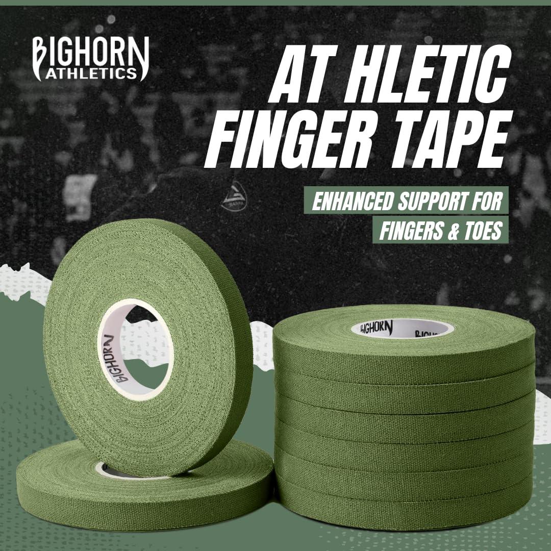 Bighorn Athletics Bighorn Athletics Jiu Jitsu Finger Tape | Athletic Sports Tape for Injuries & Support: BJJ, Judo, MMA, Rock Climbing, Volleyball, Crossfit, Hands & Toes | 0.3-Inch x 45-feet, 8-Rolls, Military Green