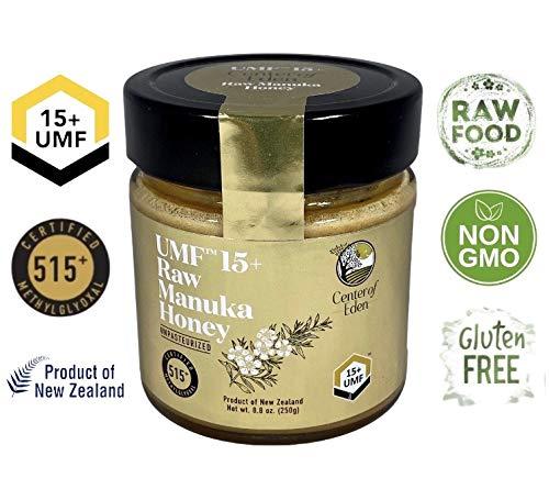Center of Eden Center of Eden Raw Manuka Honey UMF 15+, MGO 515+, 100% Natural, Unpasteurized, Glass Jar, 8.8 oz (250g), Certified, New Zealand