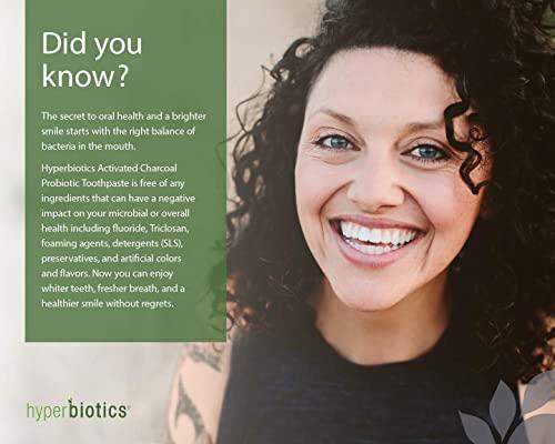 Hyperbiotics Hyperbiotics Activated Charcoal Probiotic Toothpaste | Oral Probiotics for Women, Men, Adults | Fluoride Free Whitening | Freshen Bad Breath, Gum Health Support, Whitens Teeth | Spearmint, 2 Tubes