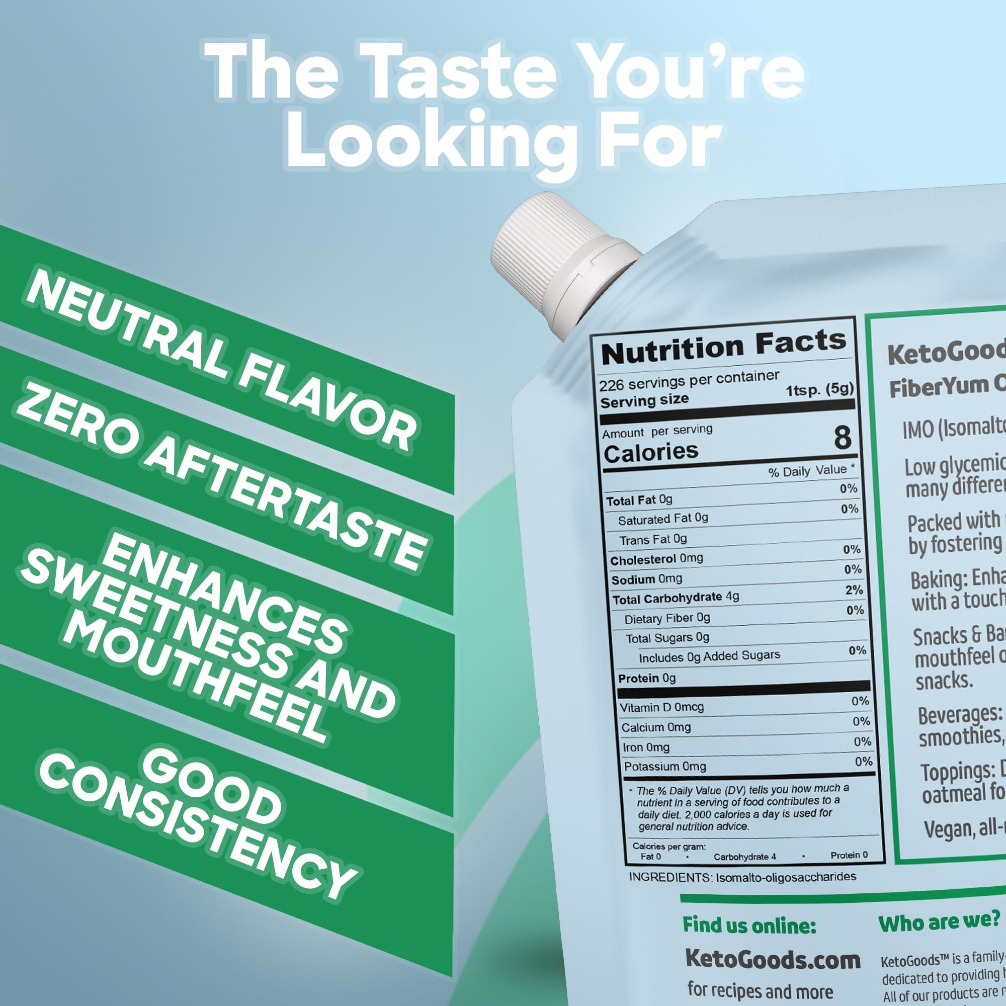 Keto Goods FiberYum Original IMO Syrup - Low Calorie Natural Prebiotic Fiber Syrup, Yacon Syrup Alternative, Provides Soluble Fiber and Sugar Free Sweetness (2.5lbs / 40oz)