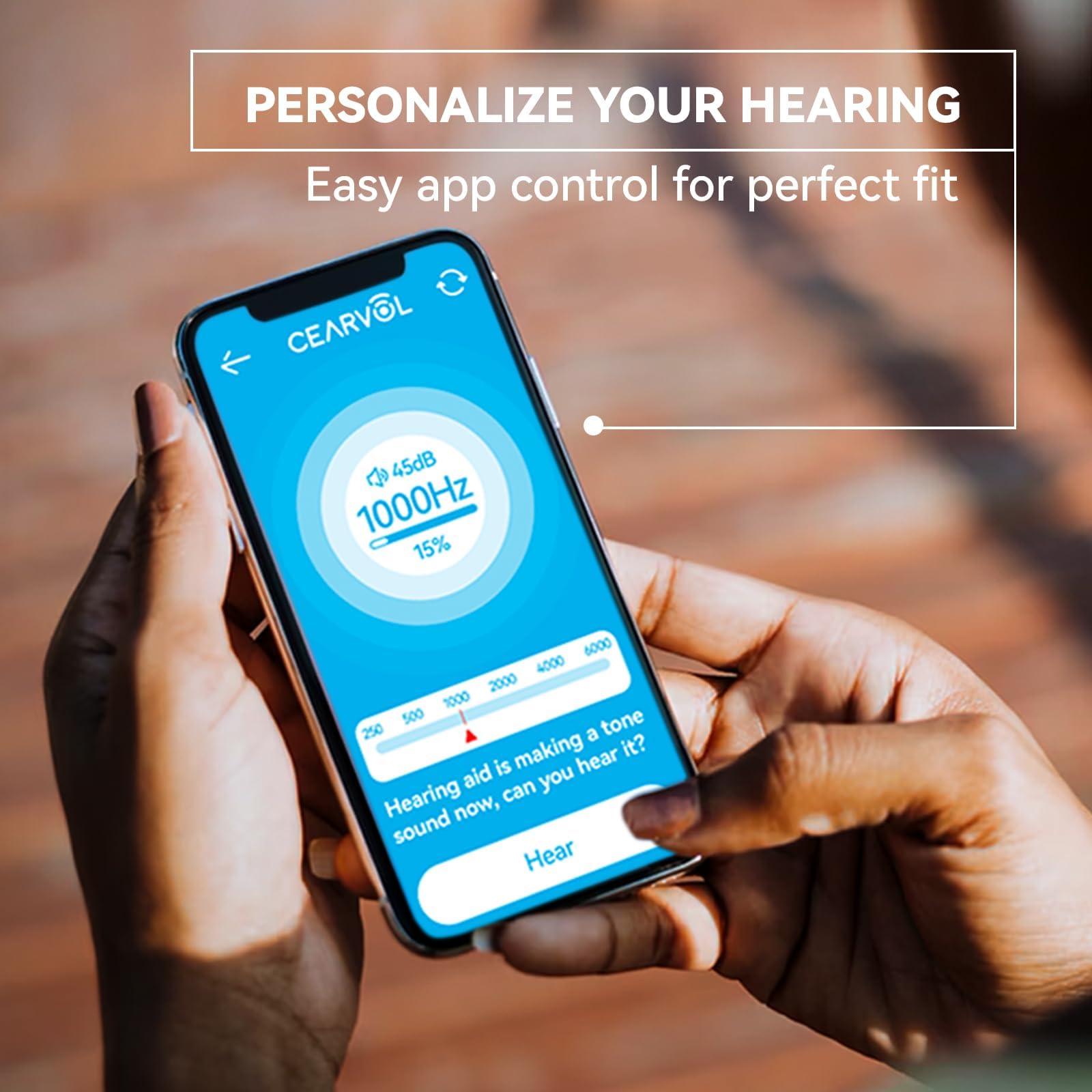 Cearvol Cearvol Diamond X1 OTC Hearing Aids with Bluetooth Customizable App Hearing Test, Streaming Ability, Directional Sound Collection, for Mild to Moderate Hearing Loss, White