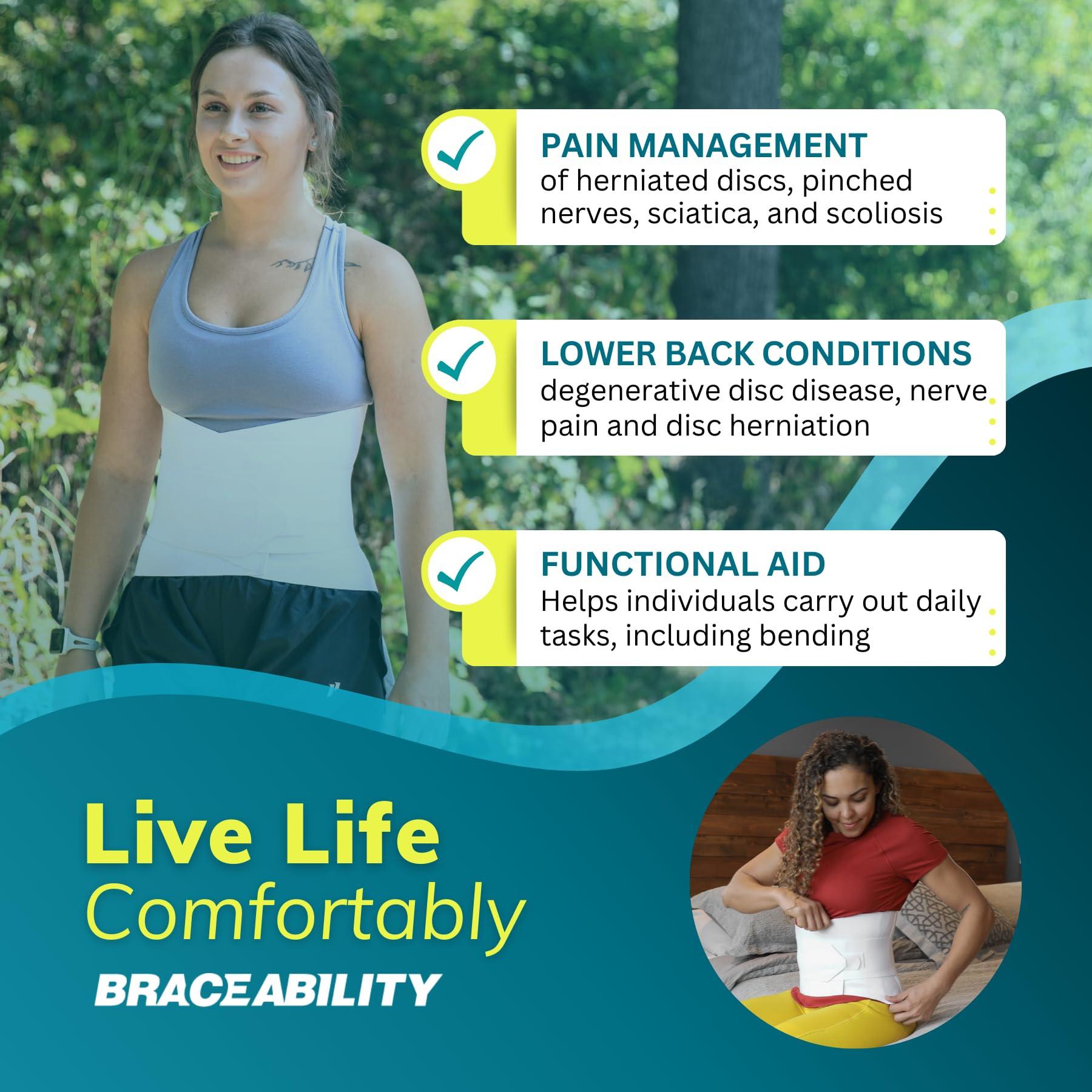 BraceAbility BraceAbility Plus Size 2XL Bariatric Back Brace - XXL Big and Tall Lumbar Support Girdle for Obesity Lower Back Pain in Extra Large, Heavy or Overweight Men and Women (Fits 50\"-55\")