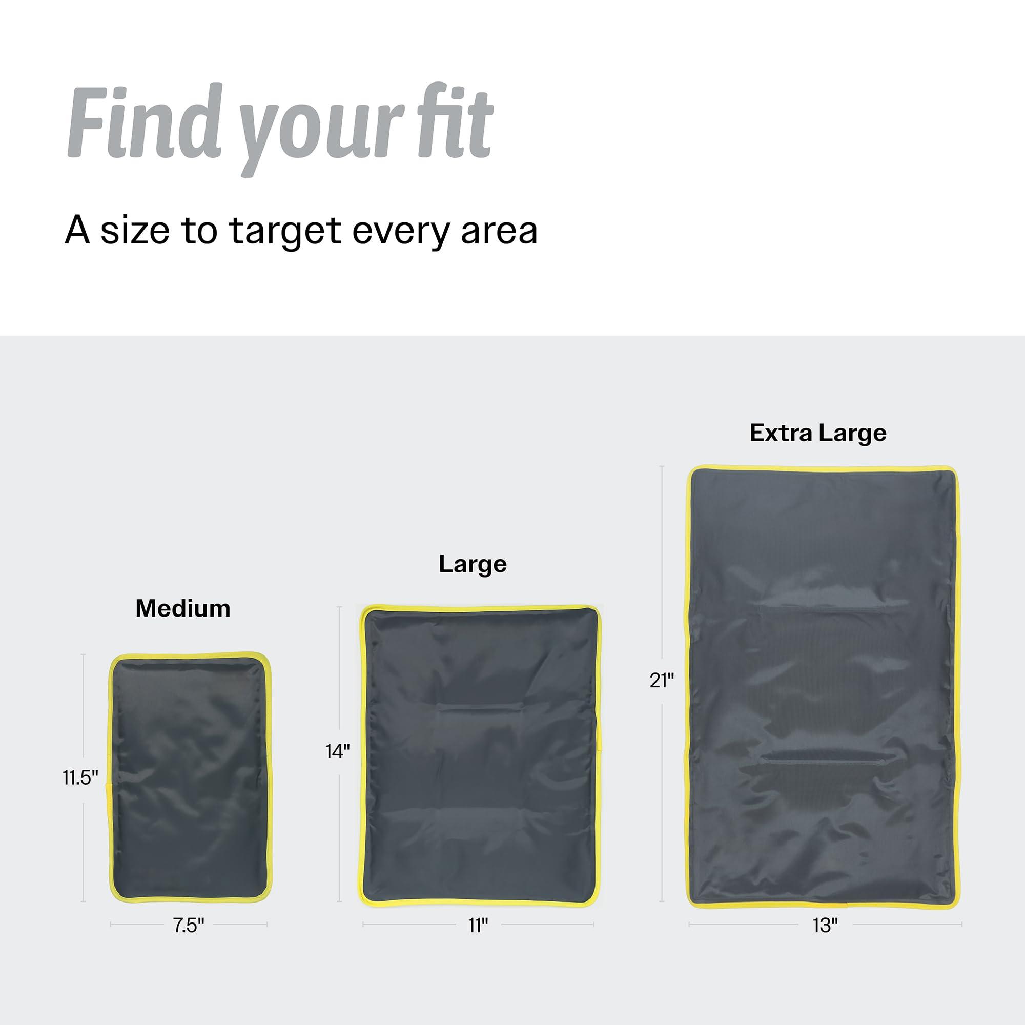 Sport Temp Reusable Gel Ice Packs - Flexible When Frozen for Injuries, Hip, Shoulder, Back, Knee - Hot & Cold Therapy Compress to Reduce Swelling, Bruises, Surgery, Heat & Cold (Black Large - 2PK -14 x 11)