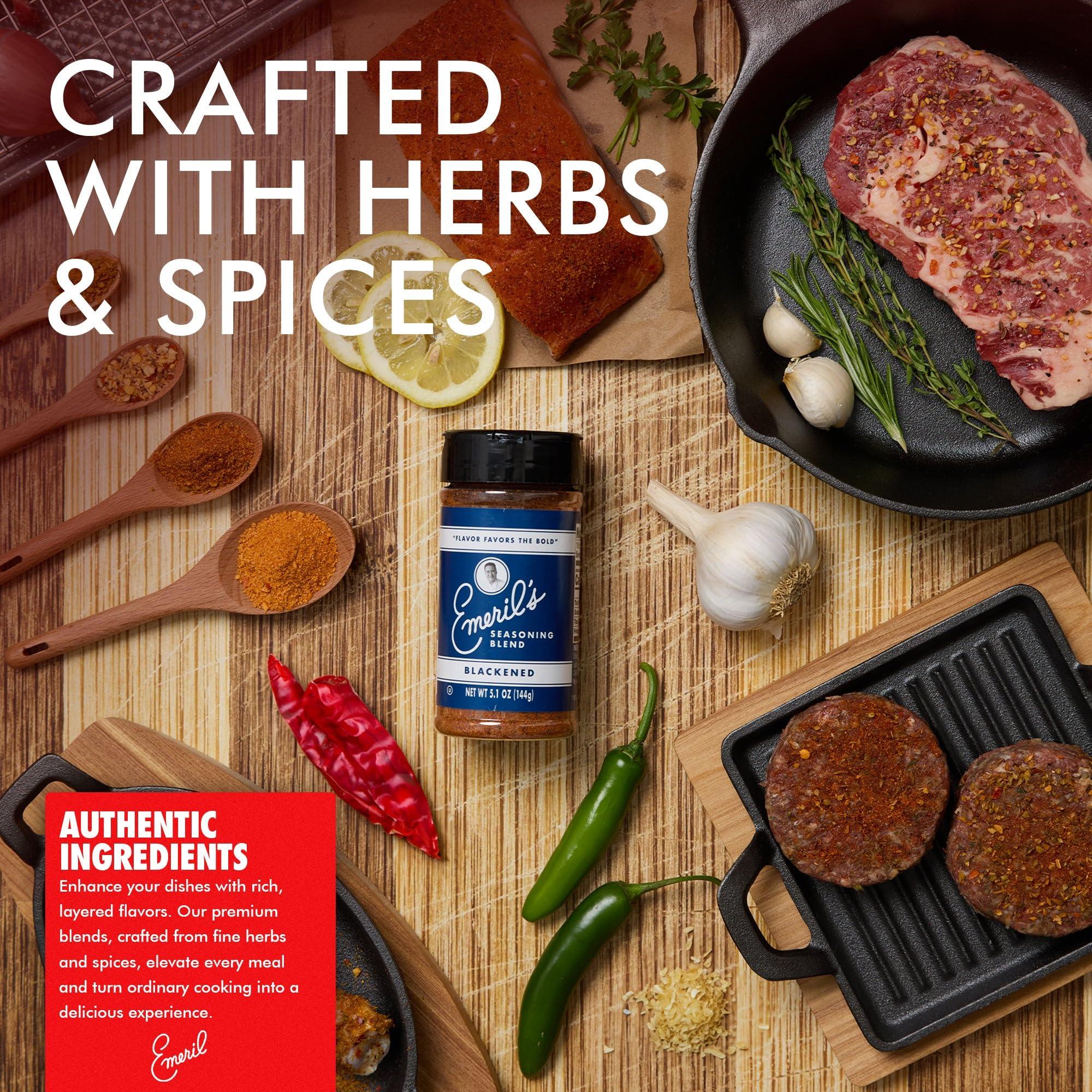 Emeril Lagasse Emeril Lagasse 5 Oz, 3-Pack and 6-Pack Seasoning Blend: Original Essence, Cajun, Blackened, Chicken Rub, Steak Rub and Rib Rub Best Seasonings and Spices for Cooking (Blackened - 6PK)