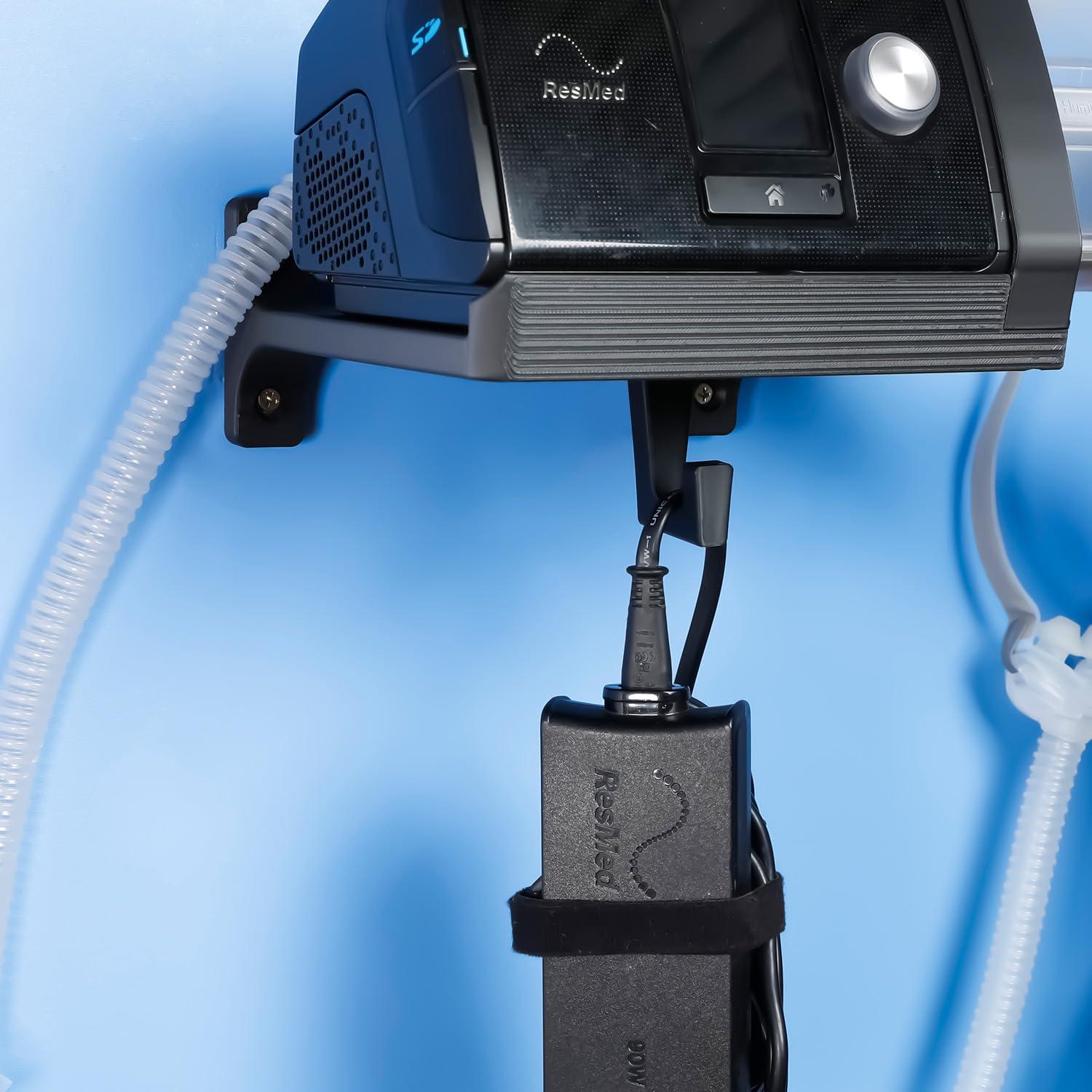 Galeith Galeith Upgraded CPAP Wall Mount Shelf Kit for AirSense 10 with Mask Hook & Hose Hanger & Bottom Hooks, Save Space, Avoids Hose Tangle, Easy Installation Black