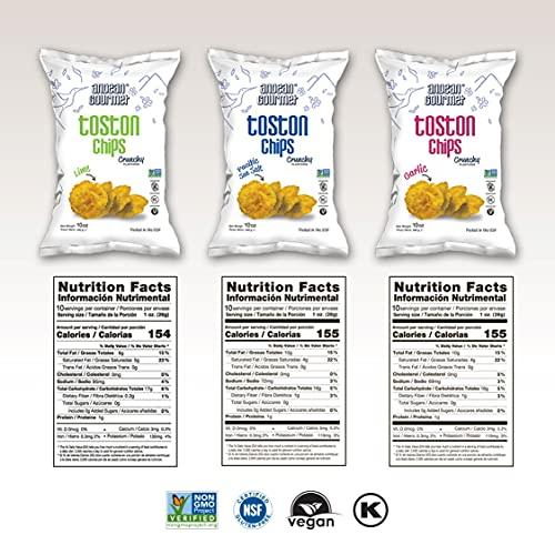 Andean Gourmet ANDEAN GOURMET Garlic Toston Chips 10oz (Pack of 3) - Gluten Free, All Natural, NON-GMO and Kosher - Plantain Dipping Chip