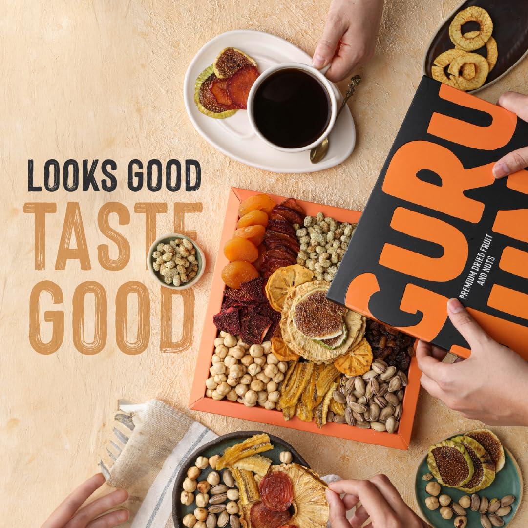 GURU HUNU GURU HUNU Dried Fruit Gift Baskets, Nuts Gift Basket - Food Gifts Basket for Thanksgiving, Anniversary, Birthday, Christmas - Gift Basket Dry Natural Fruits - Holiday Dry Fruits and Nuts Gift Box