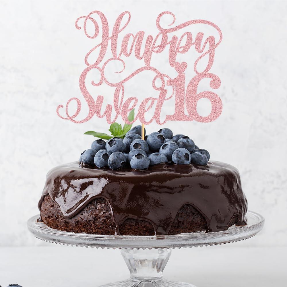 WRACKKIAR WRACKKIAR Sweet Sixteen Cake Topper-Happy 16th Birthday Cake Topper-Sweet 16 Cake Decorations Supplies