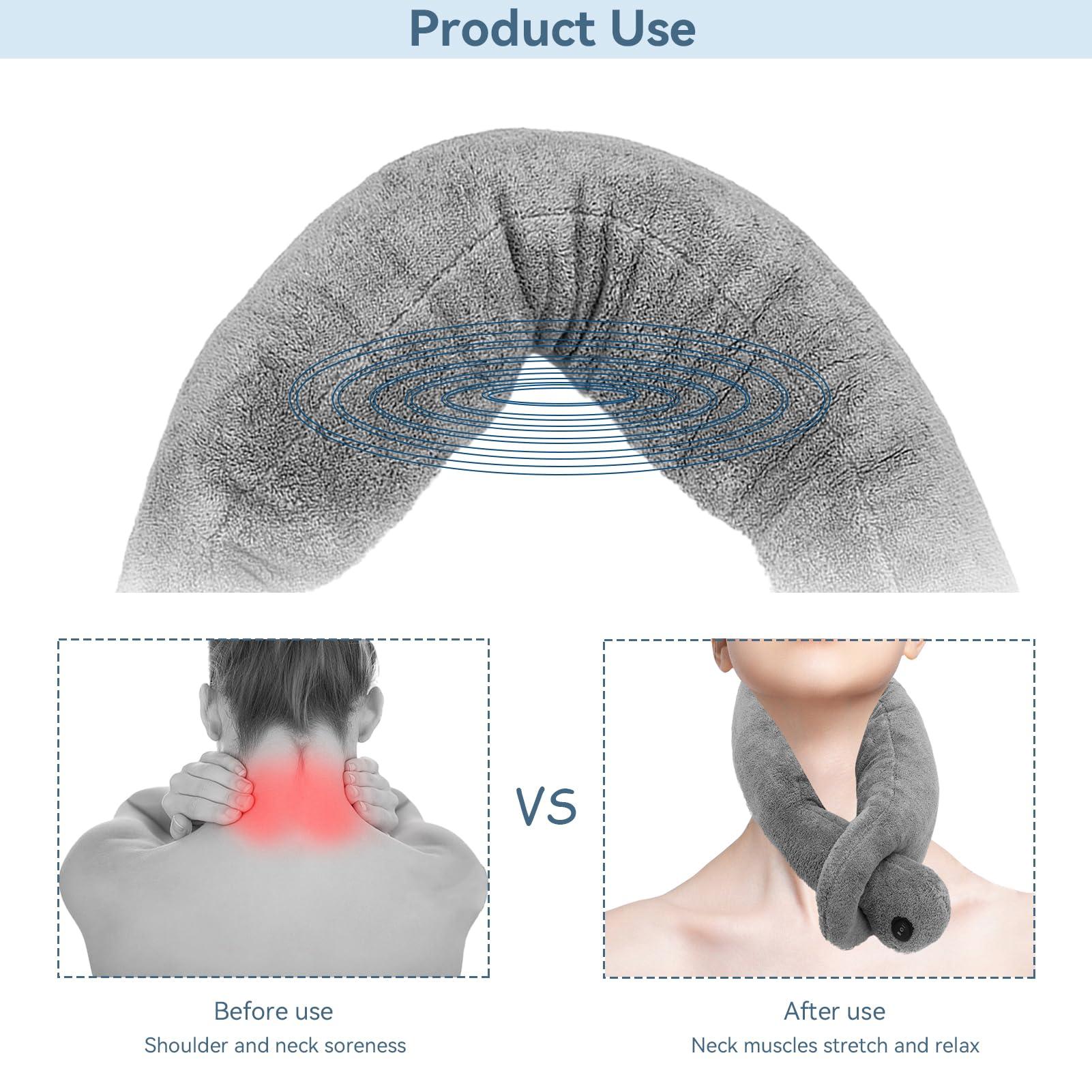 Agatige Massaging Pillow Vibrating Neck Cotton Massage Therapy Cushion for Relax Muscles Relieve Stress Grey