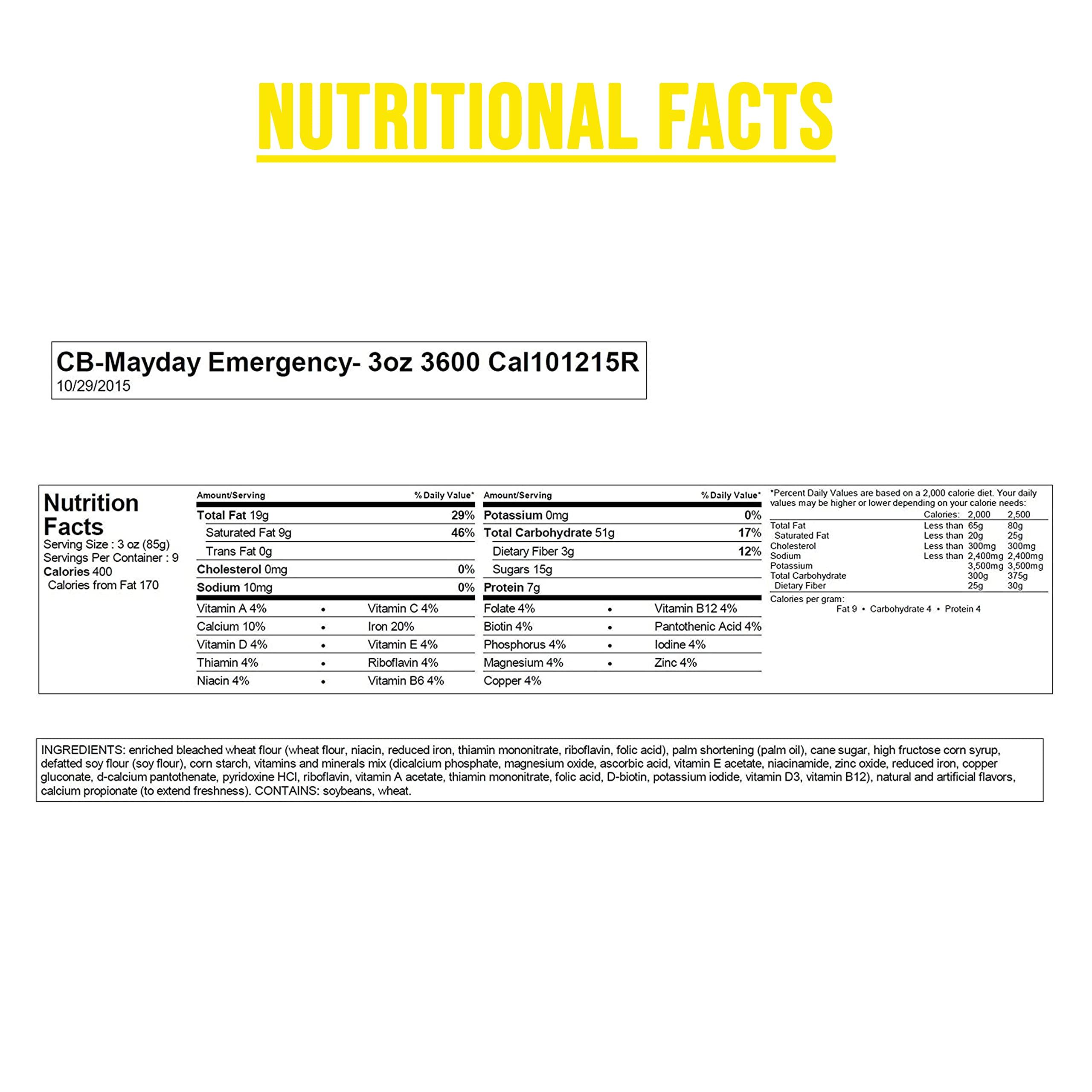 Mayday Mayday Food Bars Emergency 3600 Calorie Food Bars (20 per case) weight 39 lbs