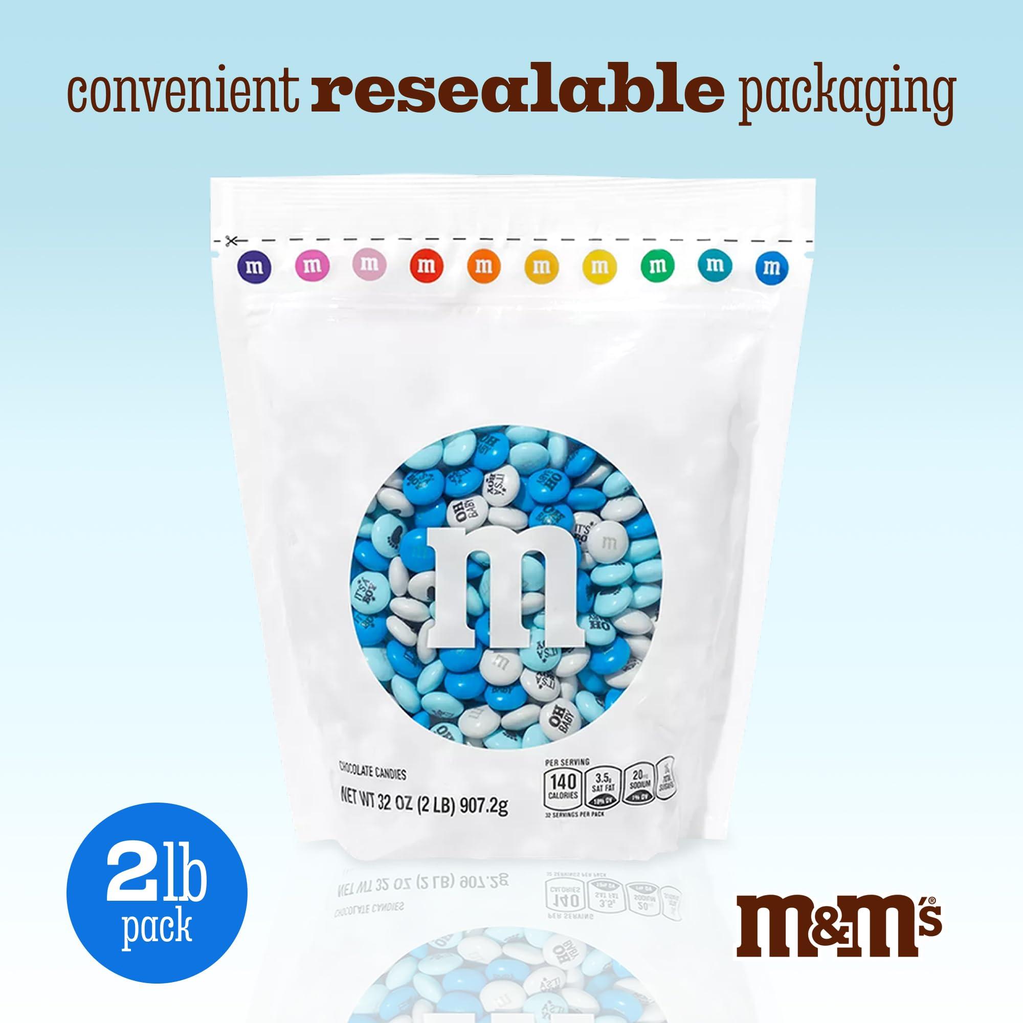 MY M&M\'S M&MS It\'s A Boy Milk Chocolate Candy - 2lbs of White & Blue Candy For Boy Baby Shower Decorations, Baby Showers, Gender Reveals, and More