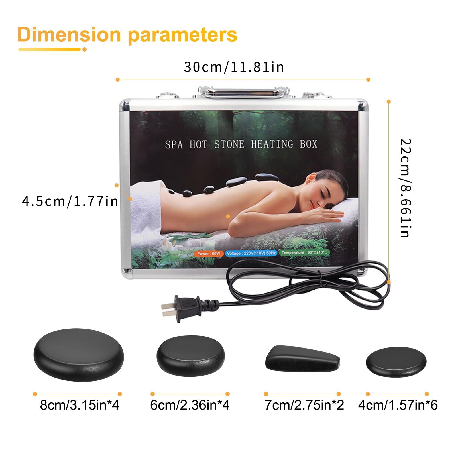 MOUOUSO MOUOUSO Hot Stones Massage Set, 18 Pcs Hot Stones with Warmer, Massage Stones for Professional or Home SPA, Relaxing, Healing