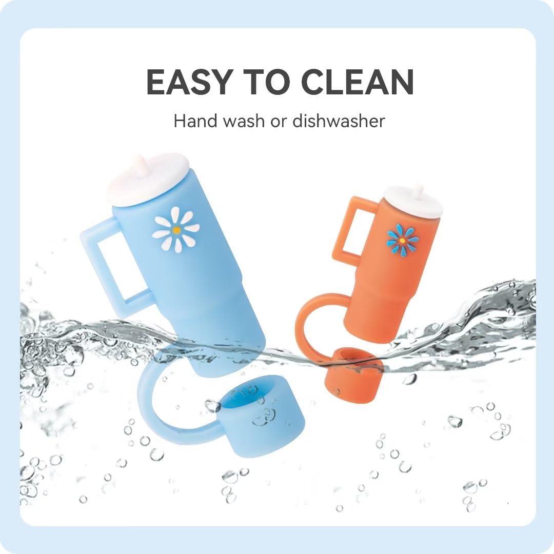 Prurex Prurex Straw Toppers Compatible with 30&40 Oz Tumbler with Handle, Silicone Straw Cover Cap for Stanley Cup, Reusable Straw Covers for 10mm 0.4\"Straws(6 pcs 3 Colors)