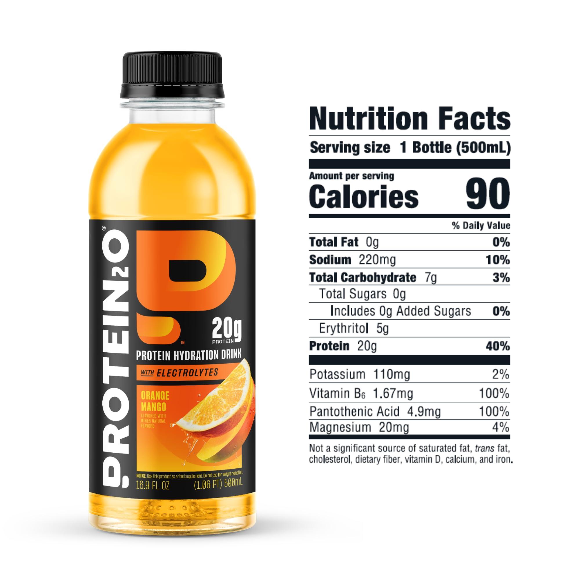 Protein2o Protein2o 20 g Whey Protein Infused Water Plus Electrolytes, Orange Mango, 16.9 Fl Oz, Pack of 12