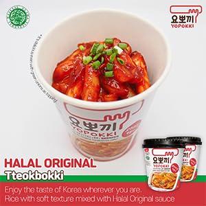 Yopokki Yopokki Instant Halal Tteokbokki Cup (Sweet Mild Spicy, Cup of 2) Korean Street food with sweet and moderately spicy sauce Topokki Rice Cake - Quick & Easy to Prepare