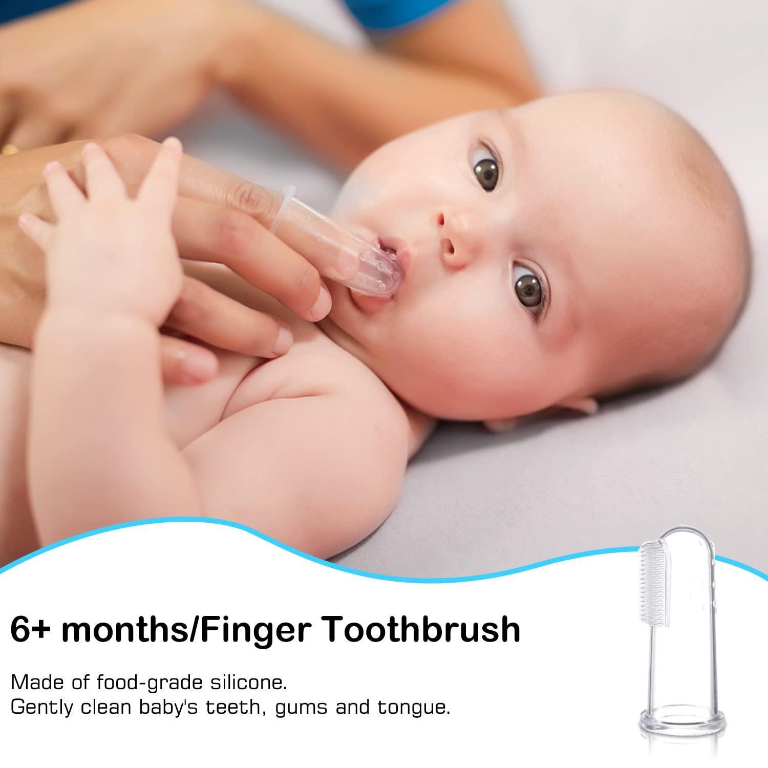 Frerdui Baby Toddler Infant Toothbrush 6 to 12 Months and Up Age 1 2 3 1-2 2-4 Year Old, 10 in 1 Toothbrushes Gift Set with Soft Finger U-shaped Brush Brushing Bristles for Newborns Kids Children Child