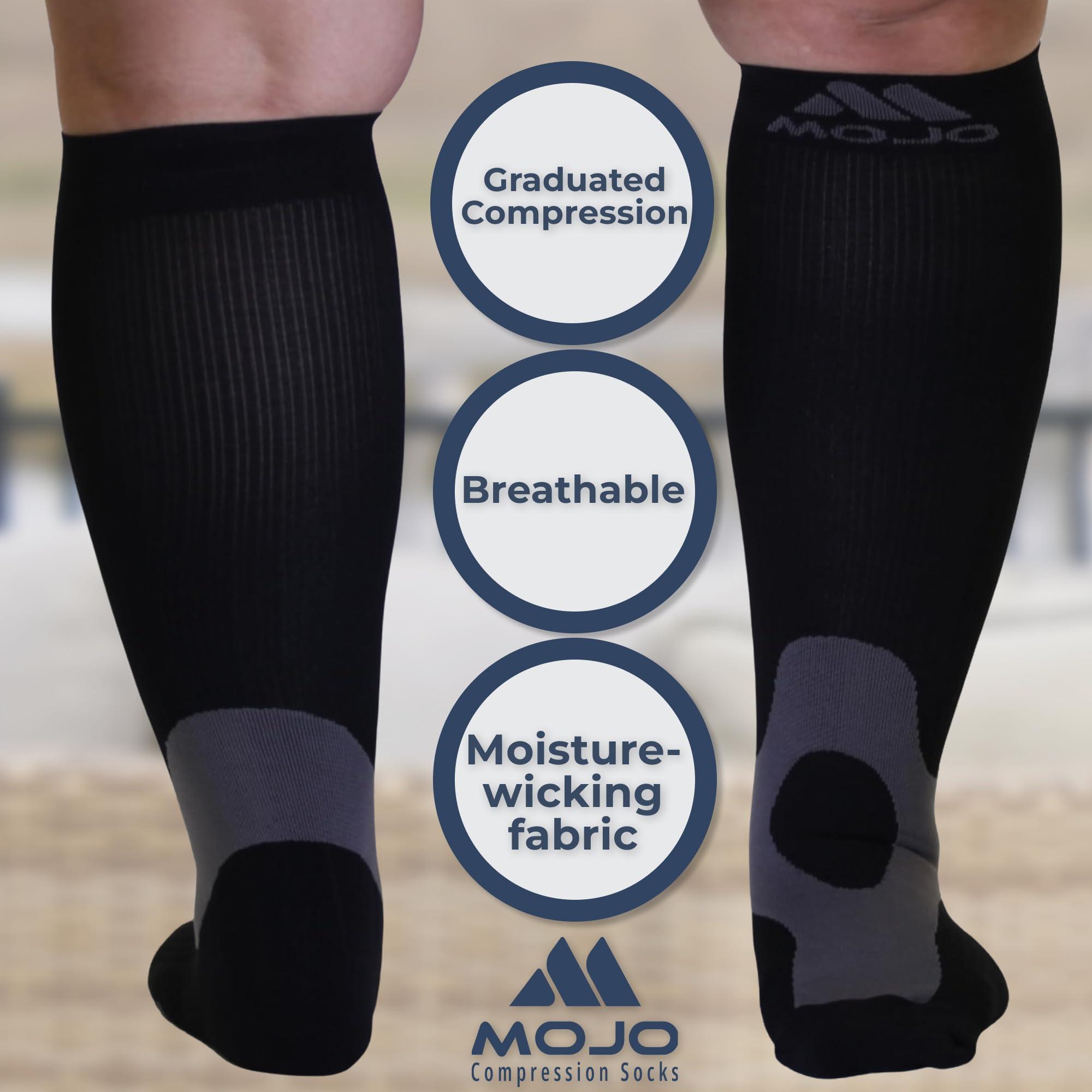 Mojo Compression Socks Compression Socks for Women and Men 20-30mmHg Knee High - Opaque Medical Compression Knee High for Varicose Veins Circulation, Bariatric, Swelling, Lymphedema - Black, Small - A601