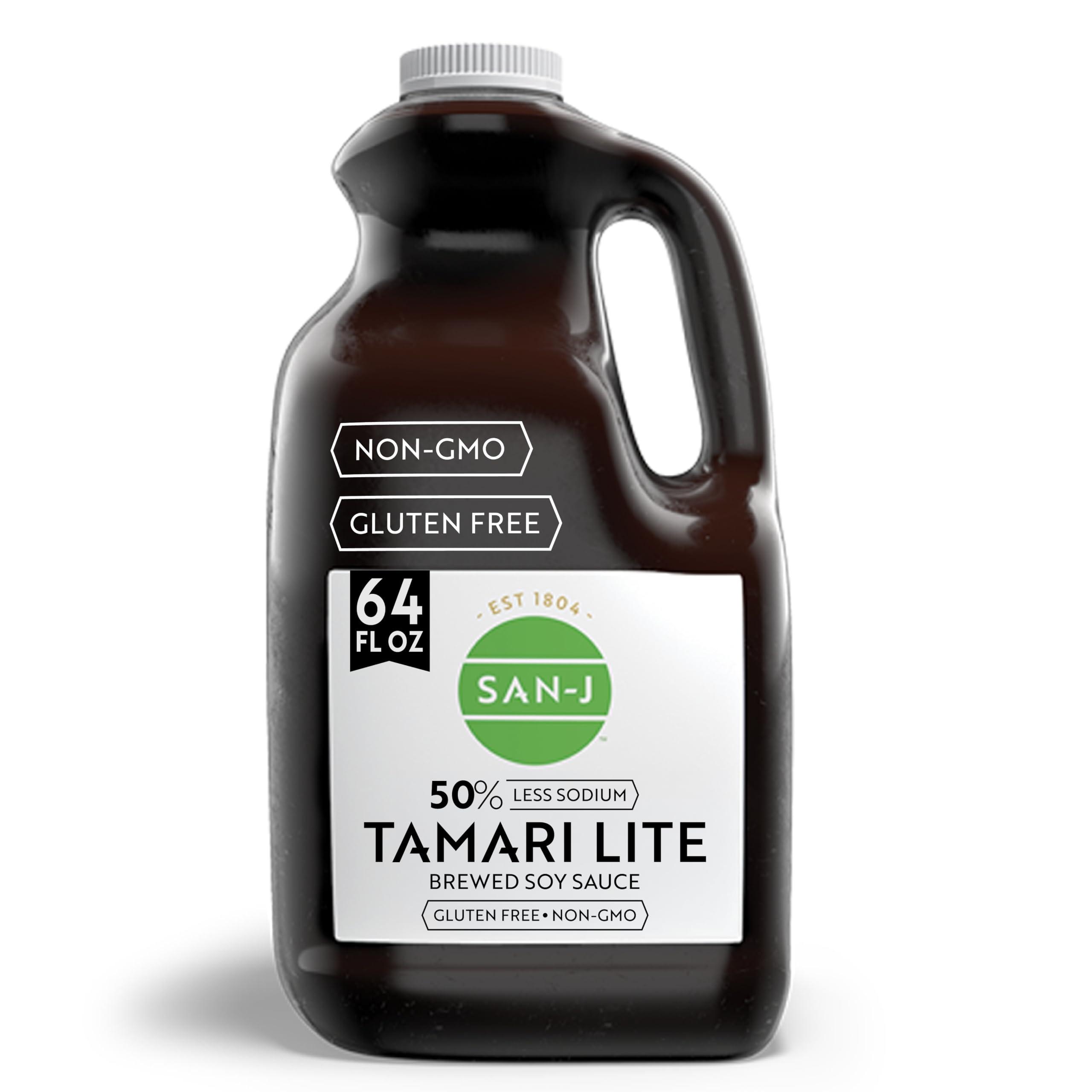 San-J San-J - Gluten Free Tamari Lite Soy Sauce with 50% Less Sodium - Made with 100% Soy - Specially Brewed - 64 oz. Container
