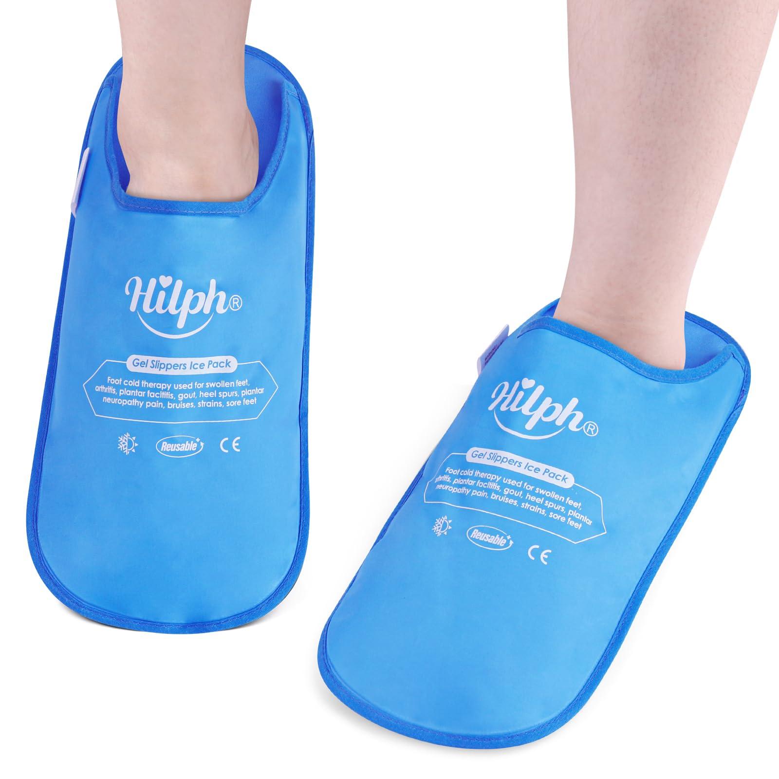 Hilph Hilph Foot Ice Pack Slippers for Plantar Fasciitis 2 Packs, Reusable Hot Cold Packs Gel Ice Slipper for Foot and Broken Toes, Gout, Foot Surgery, Neuropathy, Diabetic, Swollen (Sky Blue)