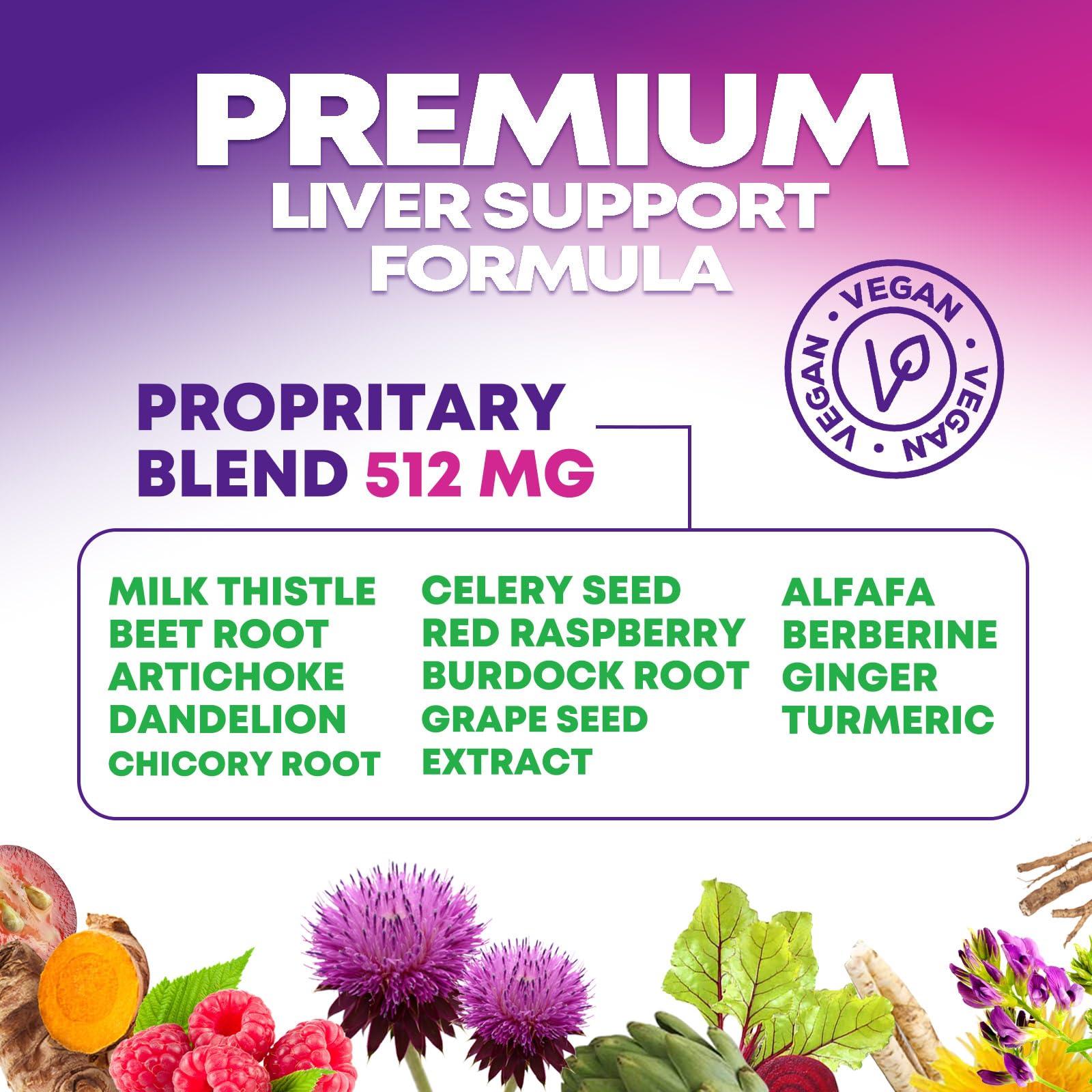 Health Nutrition Naturals Gentle Liver Cleanse Detox & Repair Formula - Herbal Liver Support Supplement: Milk Thistle with Silymarin, Artichoke Extract, Dandelion, Beet, Chicory Root, & Turmeric for Liver Health - 240 Capsules