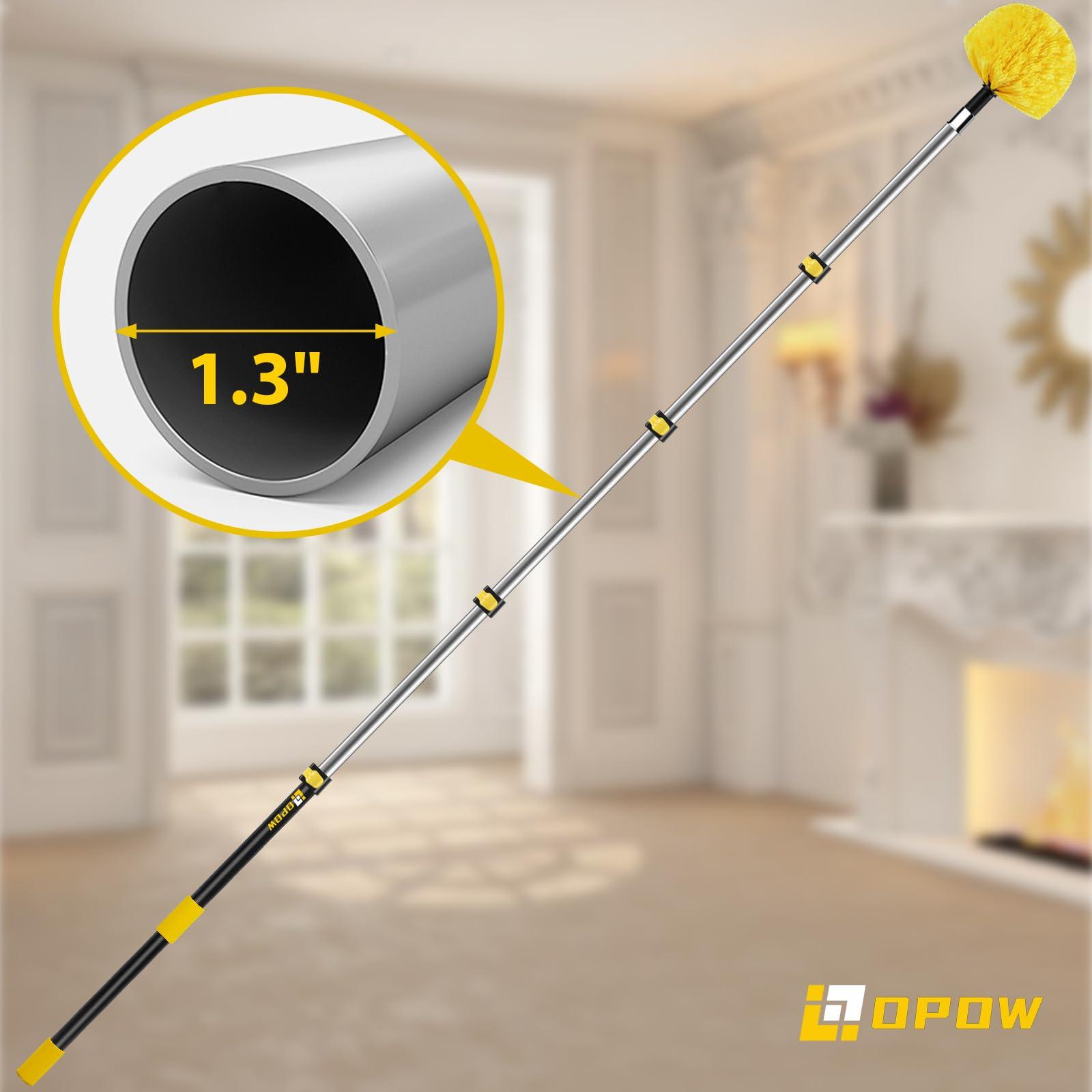 Opow 30 Foot High Ceiling Duster Kits with 7-24ft Heavy Duty Extension Pole, High Reach Duster for Cleaning,Microfiber Feather Duster,Cobweb Duster,Ceiling Fan Duster,Window Squeegee & Cleaner