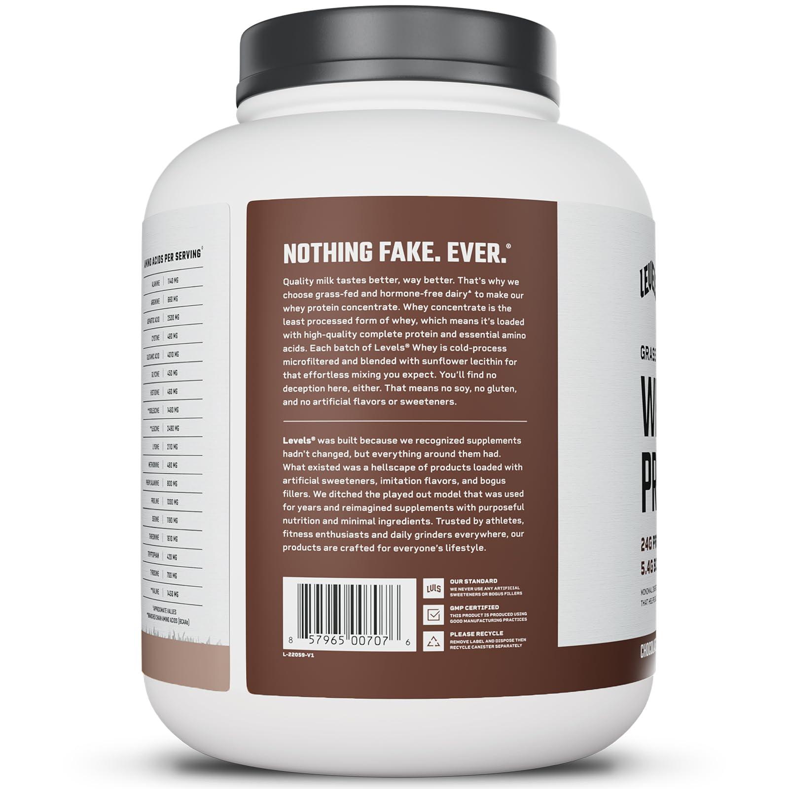 Levels Nutrition Levels Grass Fed Whey Protein, No Artificials, 24G of Protein, Chocolate Mocha, 5LB