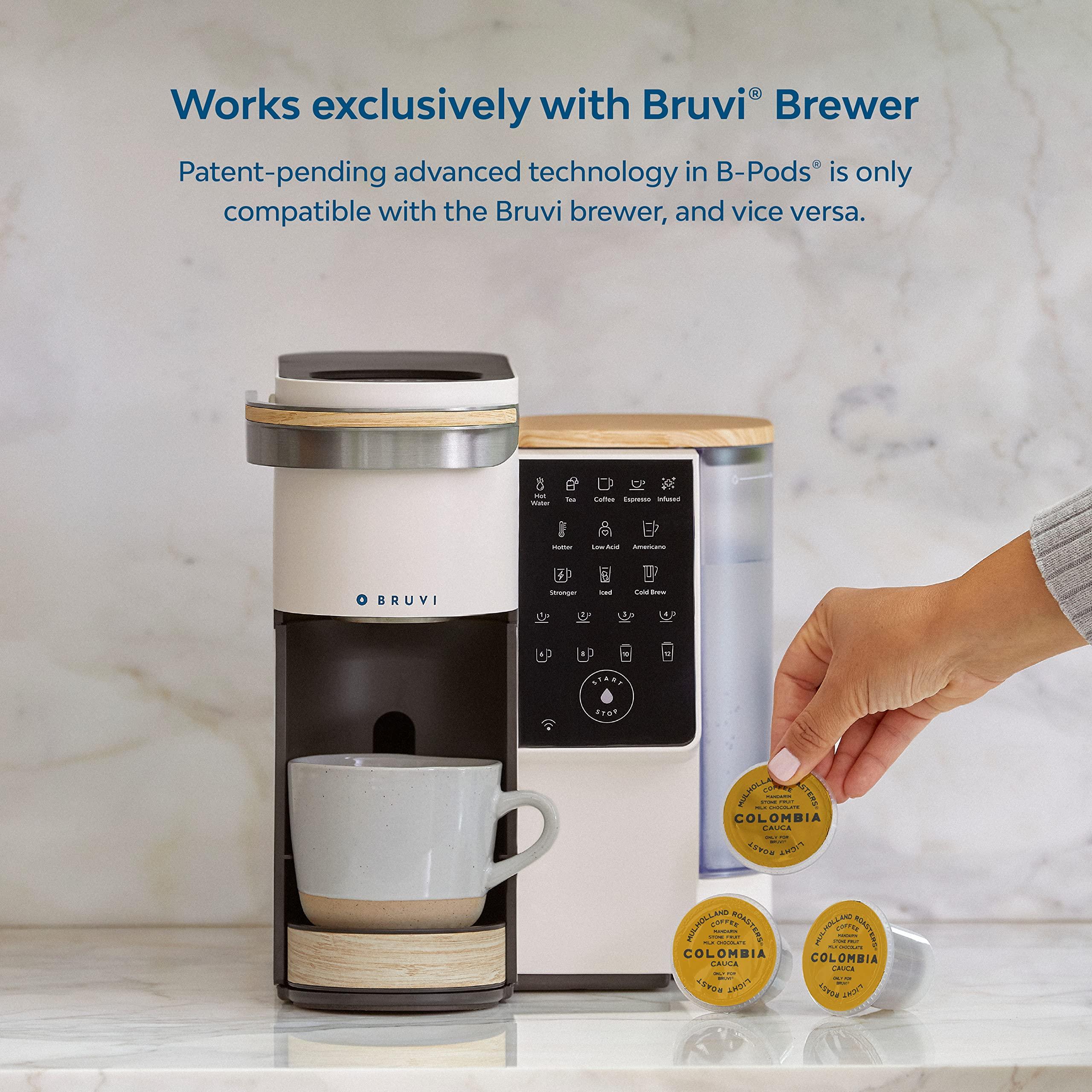 MULHOLLAND ROASTERS Mulholland Roasters | Colombia Coffee B-Pods | Only Compatible with Bruvi Coffee Brewer | Includes 60 Pods